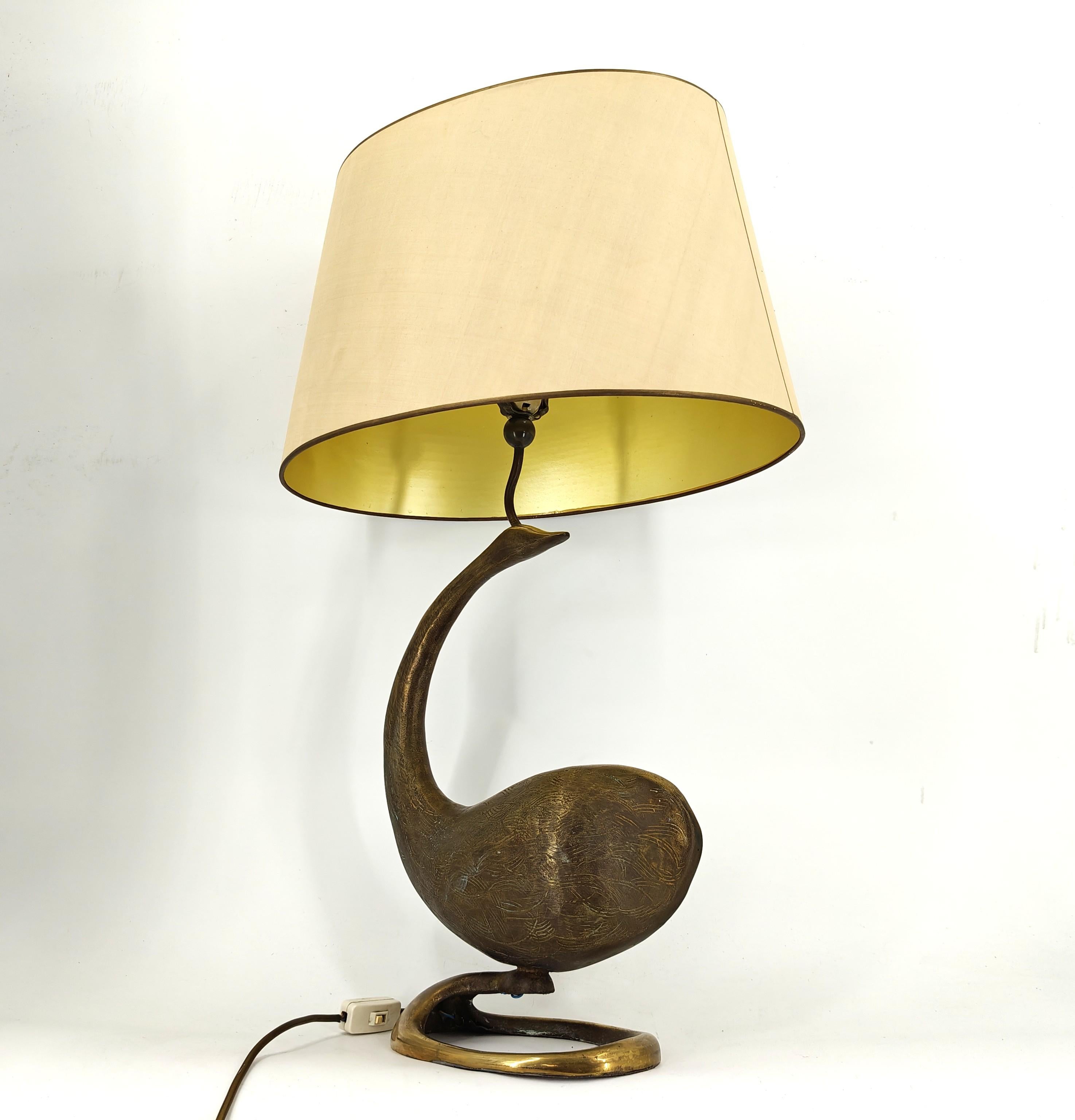 Large brass swan table lamp, 1960s For Sale 4