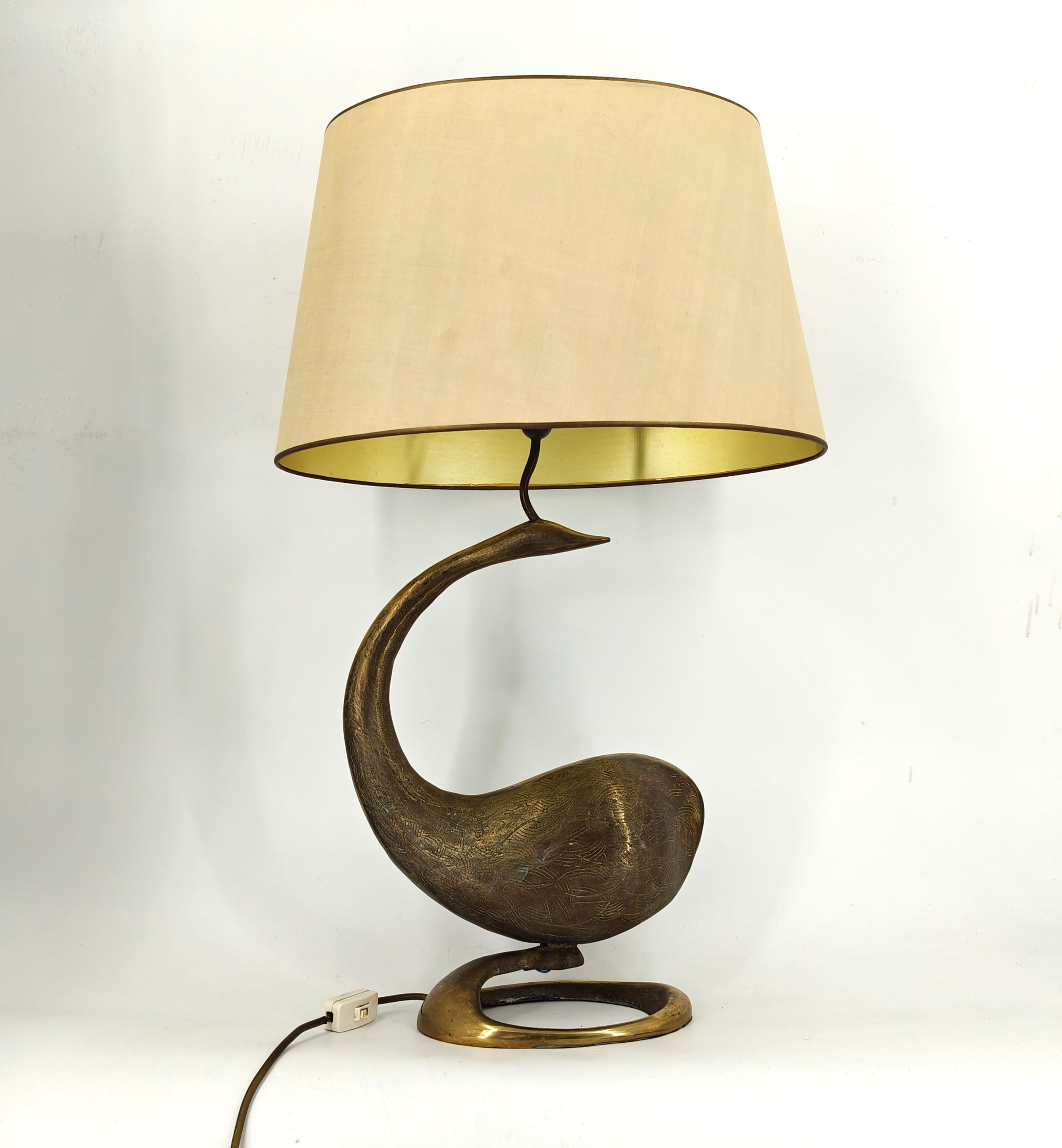 Large brass swan table lamp, 1960s For Sale 5