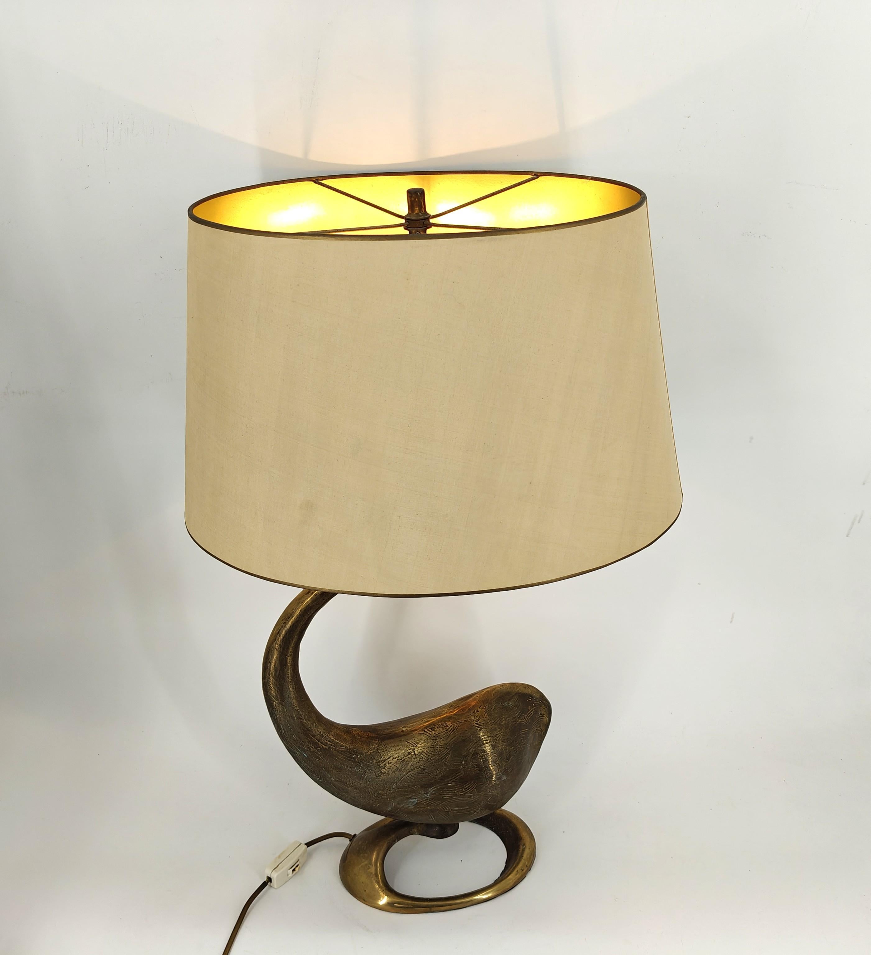 Mid-20th Century Large brass swan table lamp, 1960s For Sale