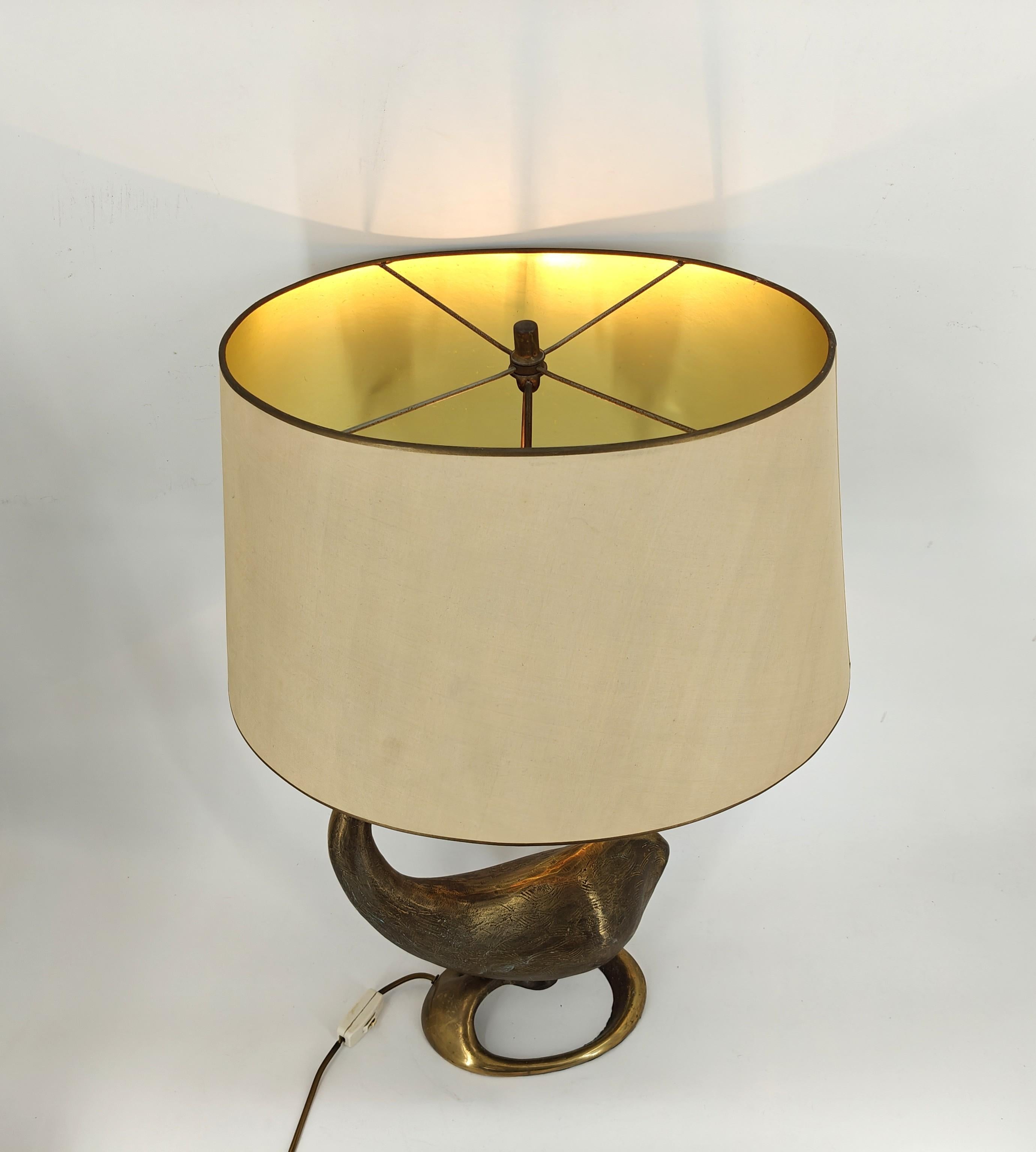 Brass Large brass swan table lamp, 1960s For Sale