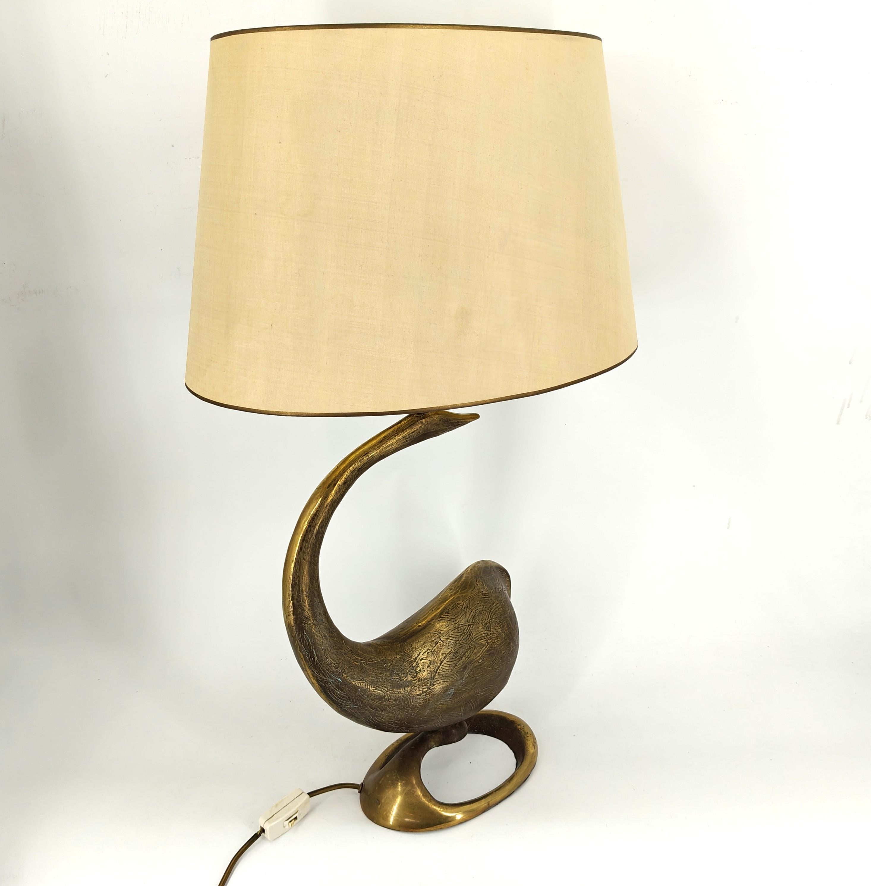 Large brass swan table lamp, 1960s For Sale 2