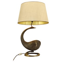 Large brass swan table lamp, 1960s