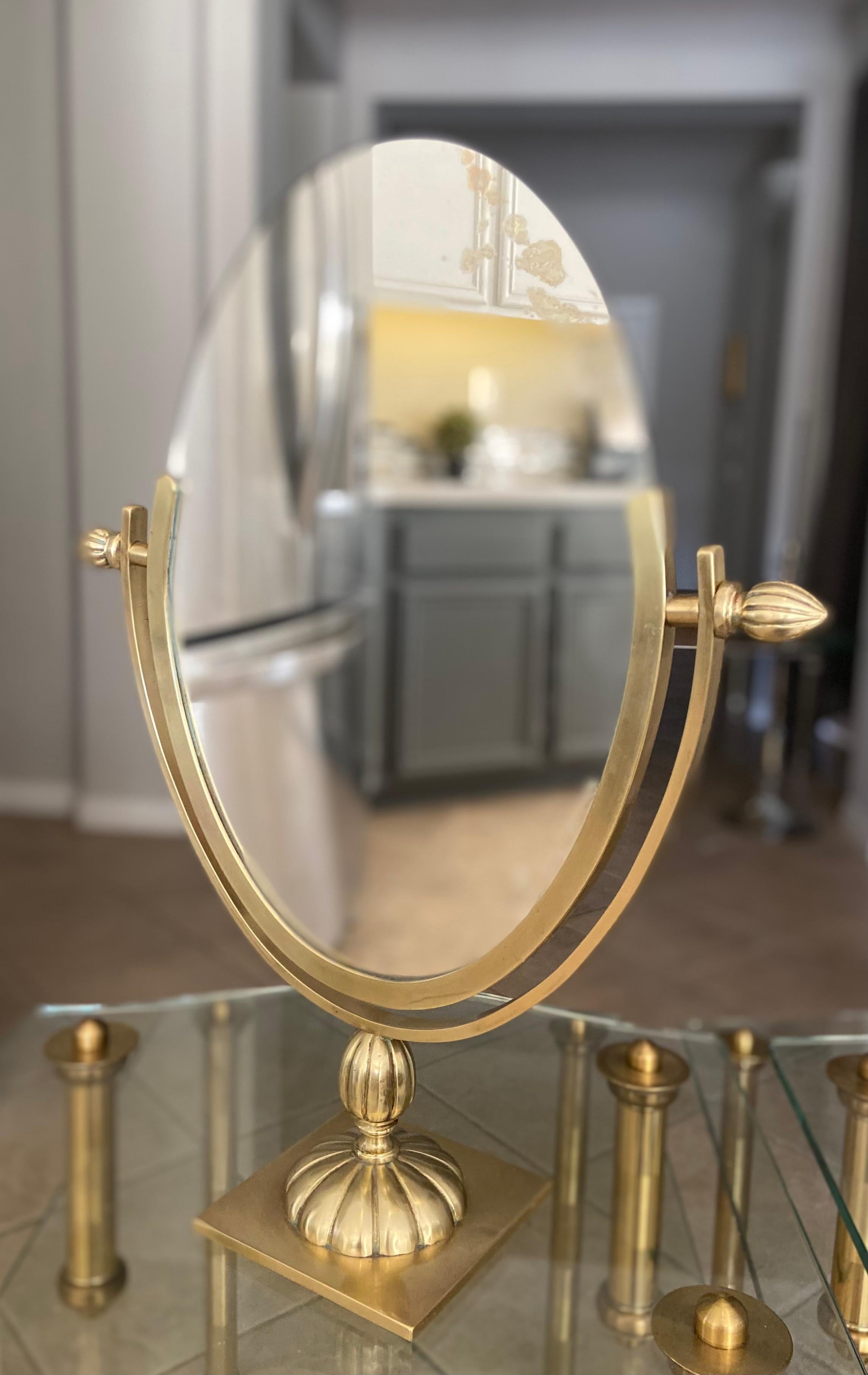 brass makeup mirror