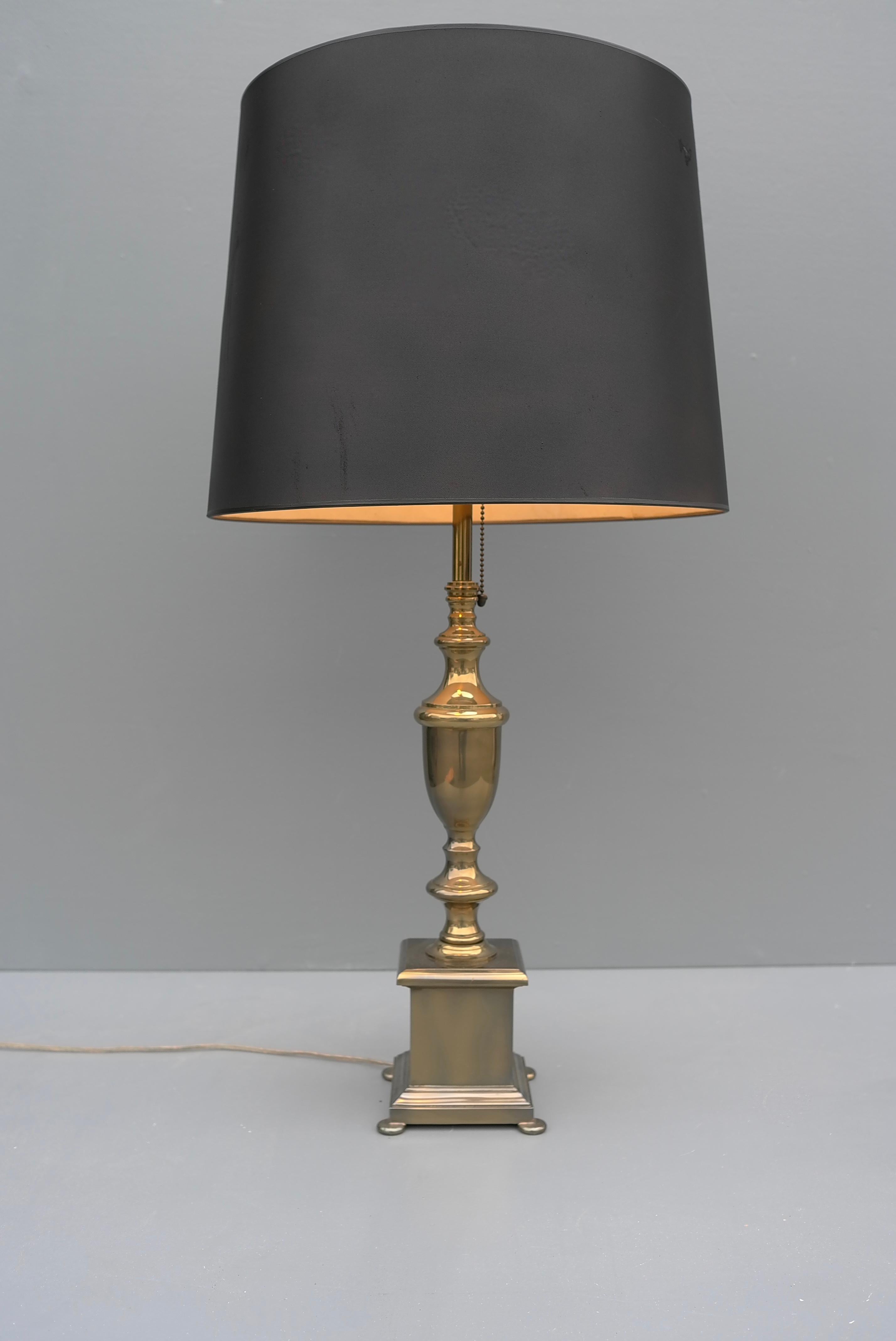 Large Brass Table Lamp in Solid Brass by Maison Charles, France, 1960's For Sale 1