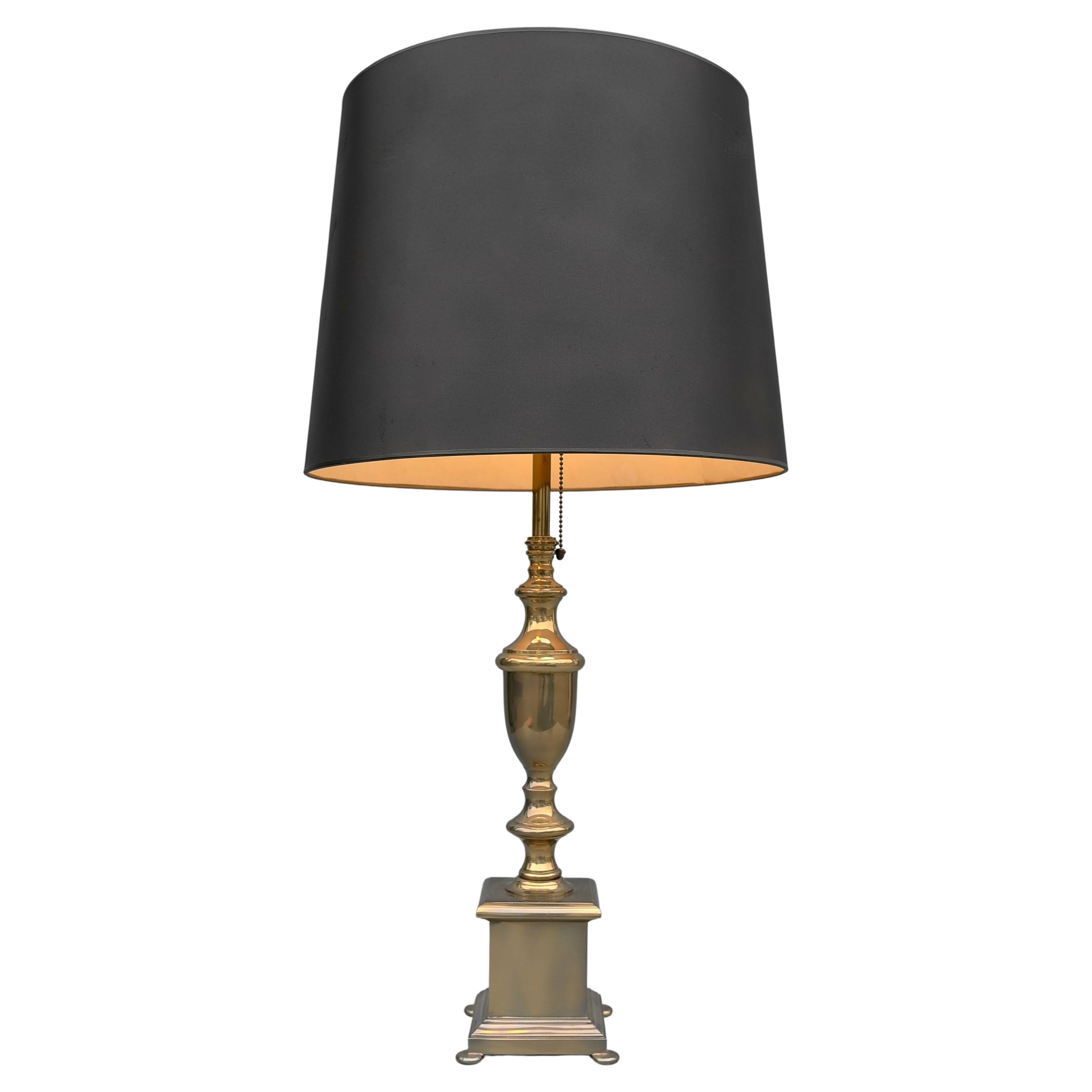 Large Brass Table Lamp in Solid Brass by Maison Charles, France, 1960's For Sale