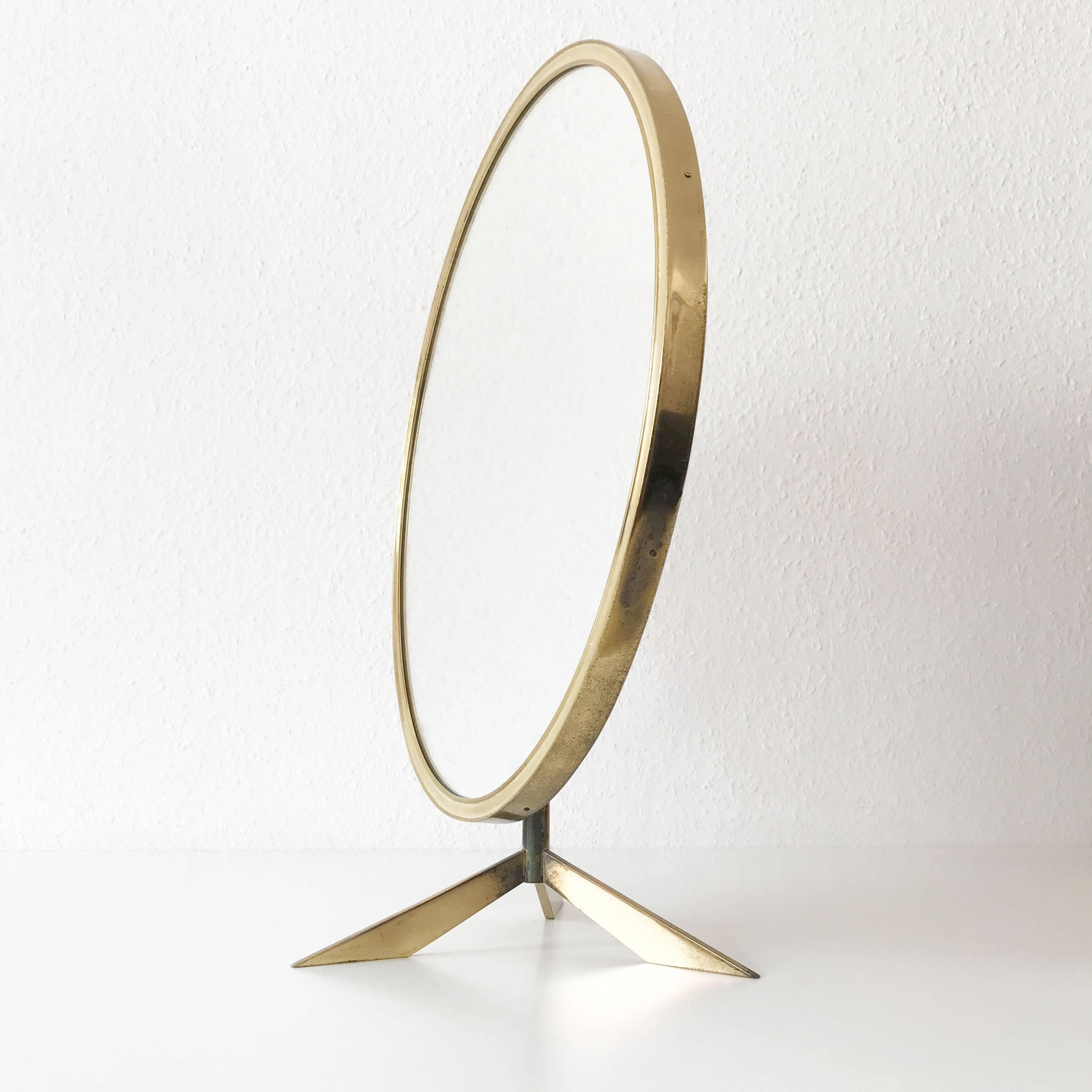 Mid Century Modern Brass Table Mirror by Vereinigte Werkstätten Germany 1950s 5