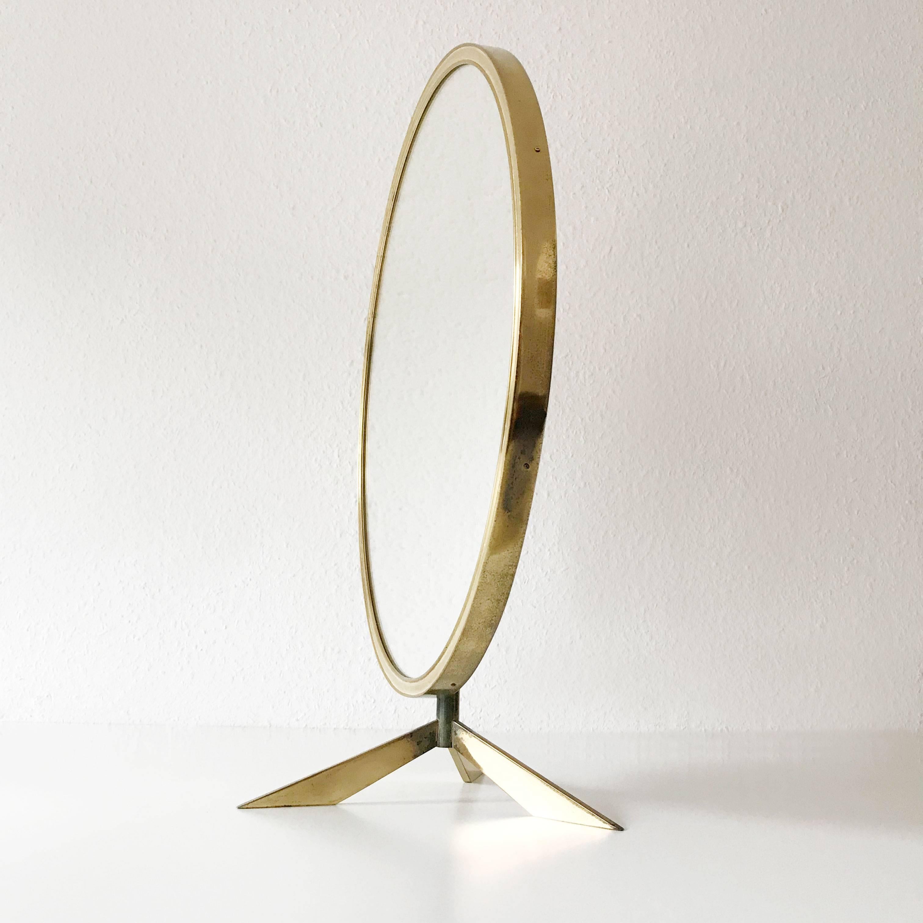 Mid Century Modern Brass Table Mirror by Vereinigte Werkstätten Germany 1950s 6