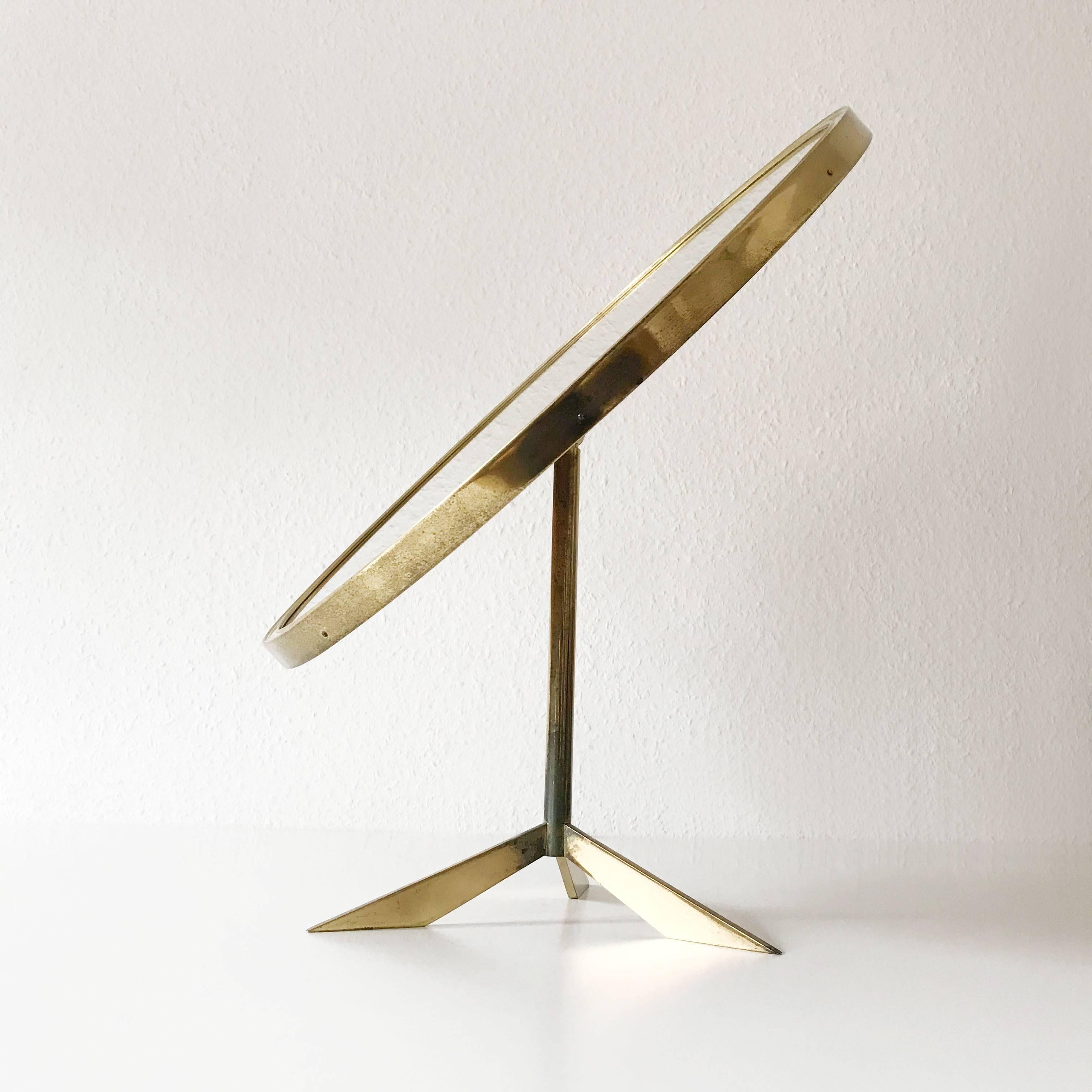 Mid Century Modern Brass Table Mirror by Vereinigte Werkstätten Germany 1950s 1