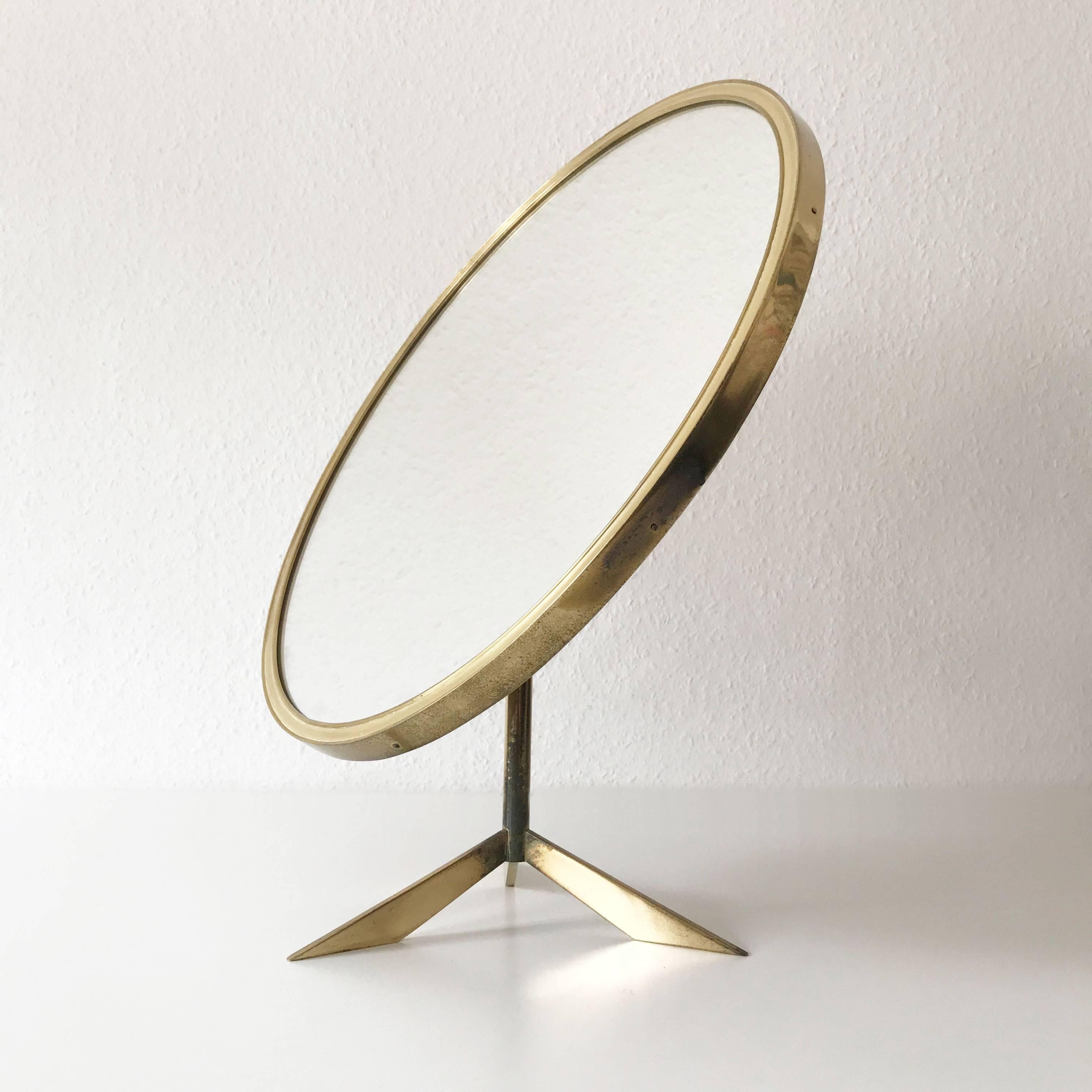 Mid Century Modern Brass Table Mirror by Vereinigte Werkstätten Germany 1950s 2