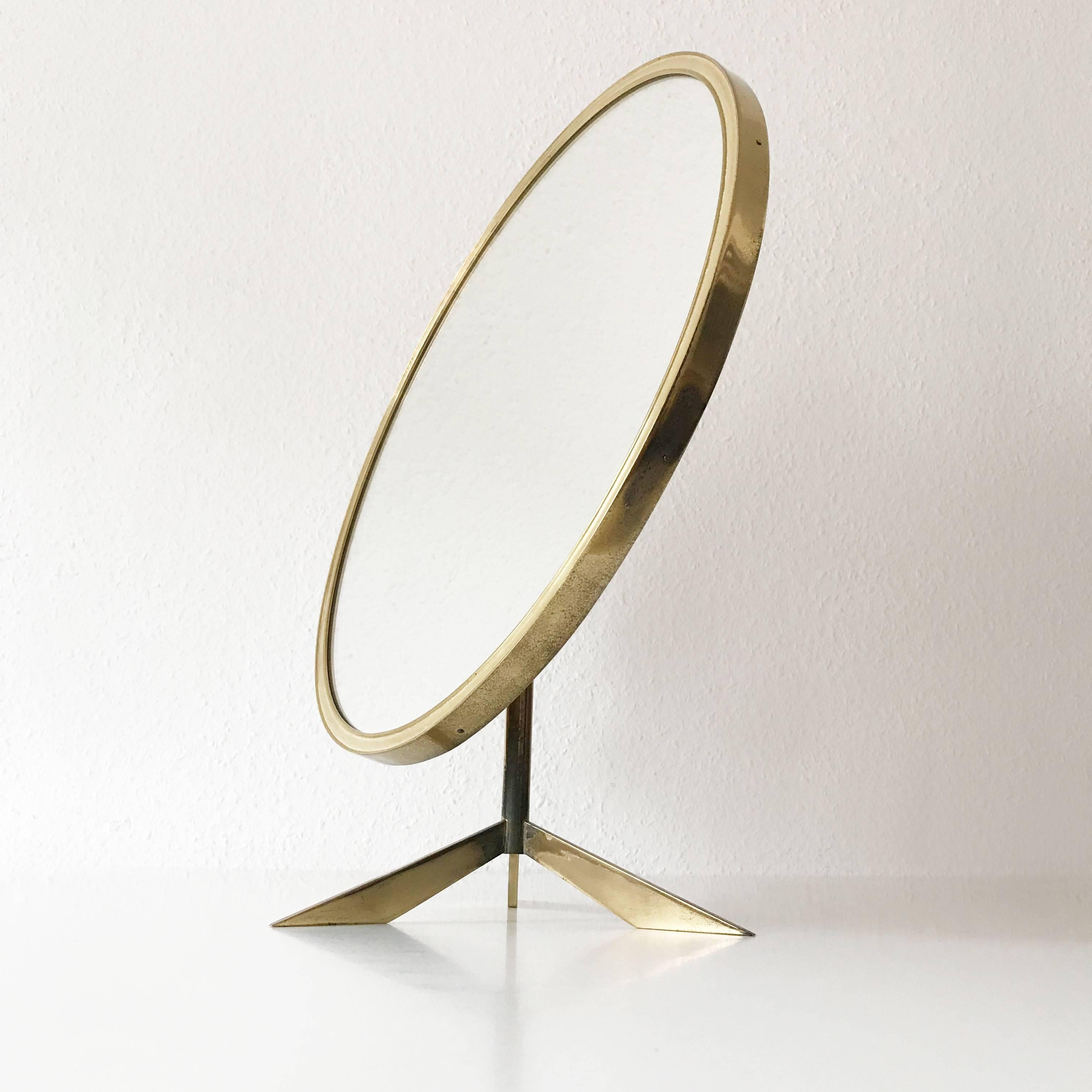 Mid Century Modern Brass Table Mirror by Vereinigte Werkstätten Germany 1950s 3