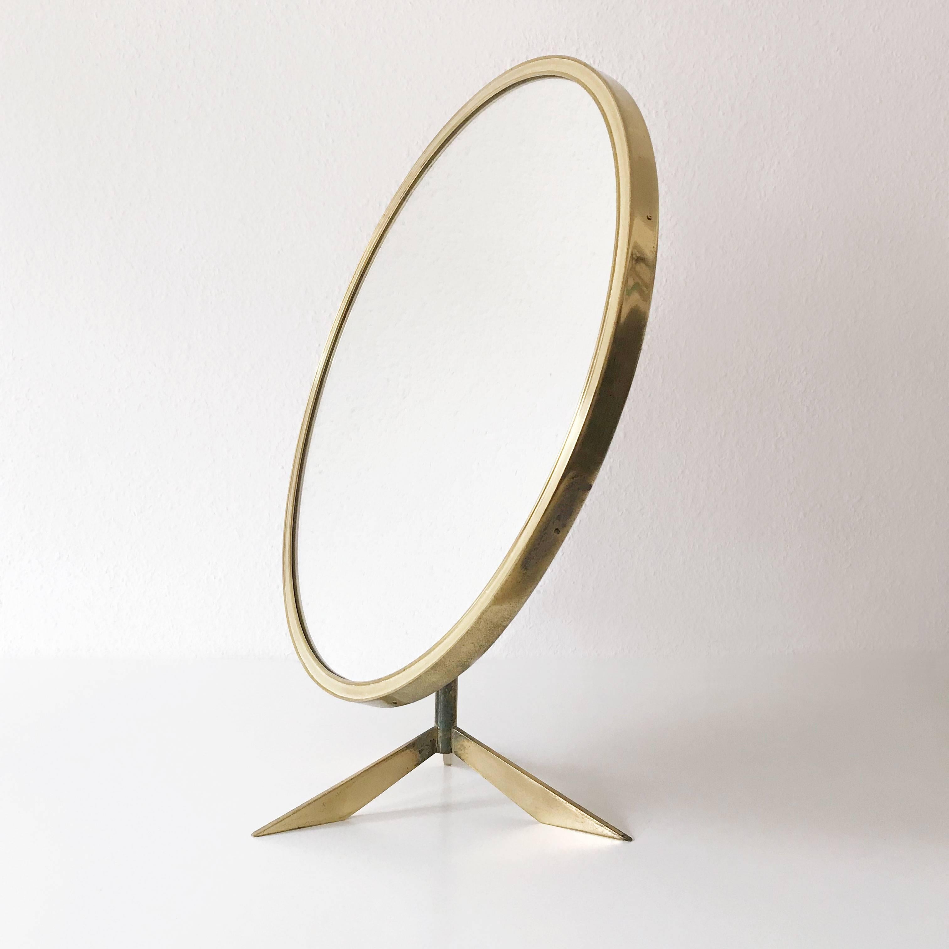 Mid Century Modern Brass Table Mirror by Vereinigte Werkstätten Germany 1950s 4