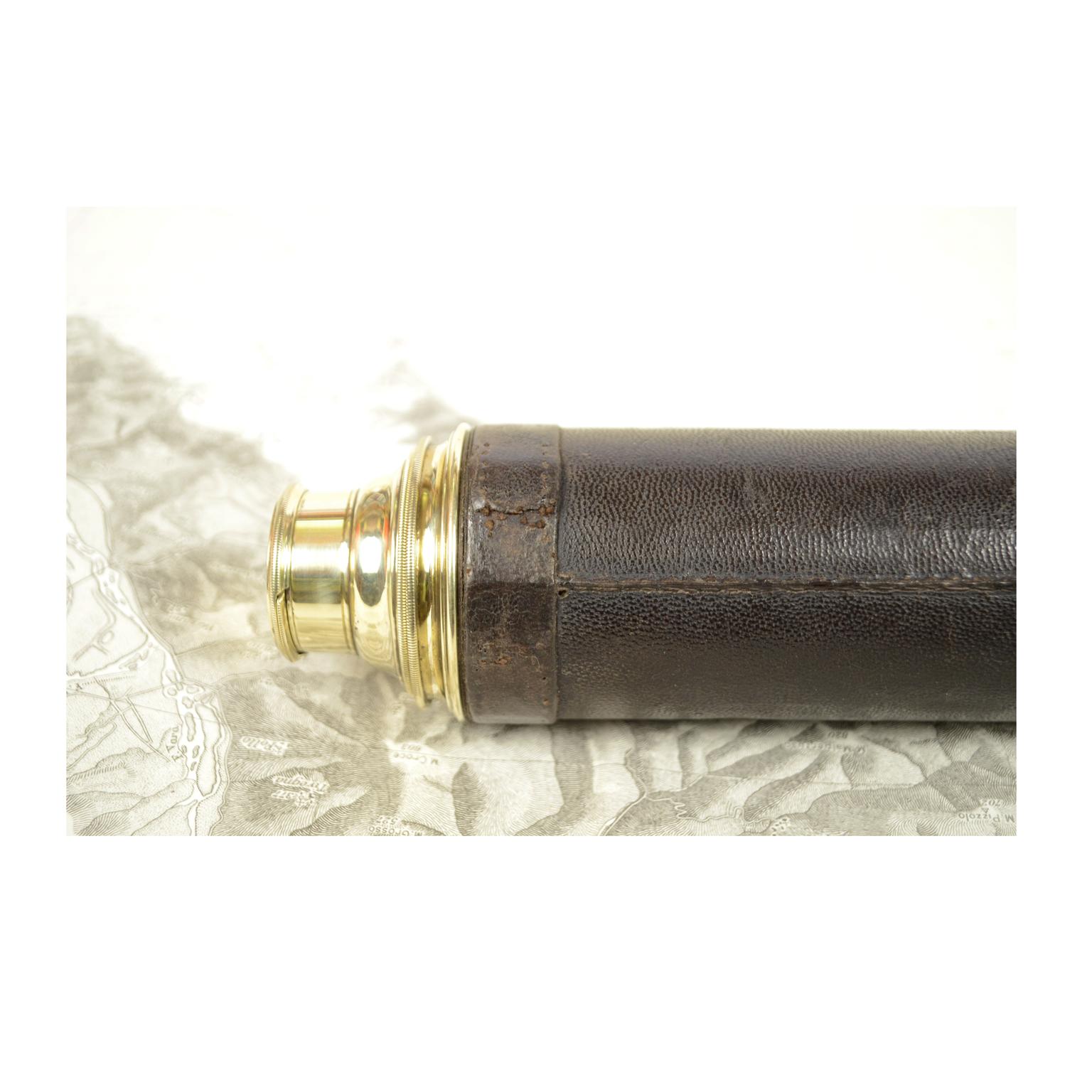 Large Brass Telescope with Leather-Covered Handle, UK, 1840 7