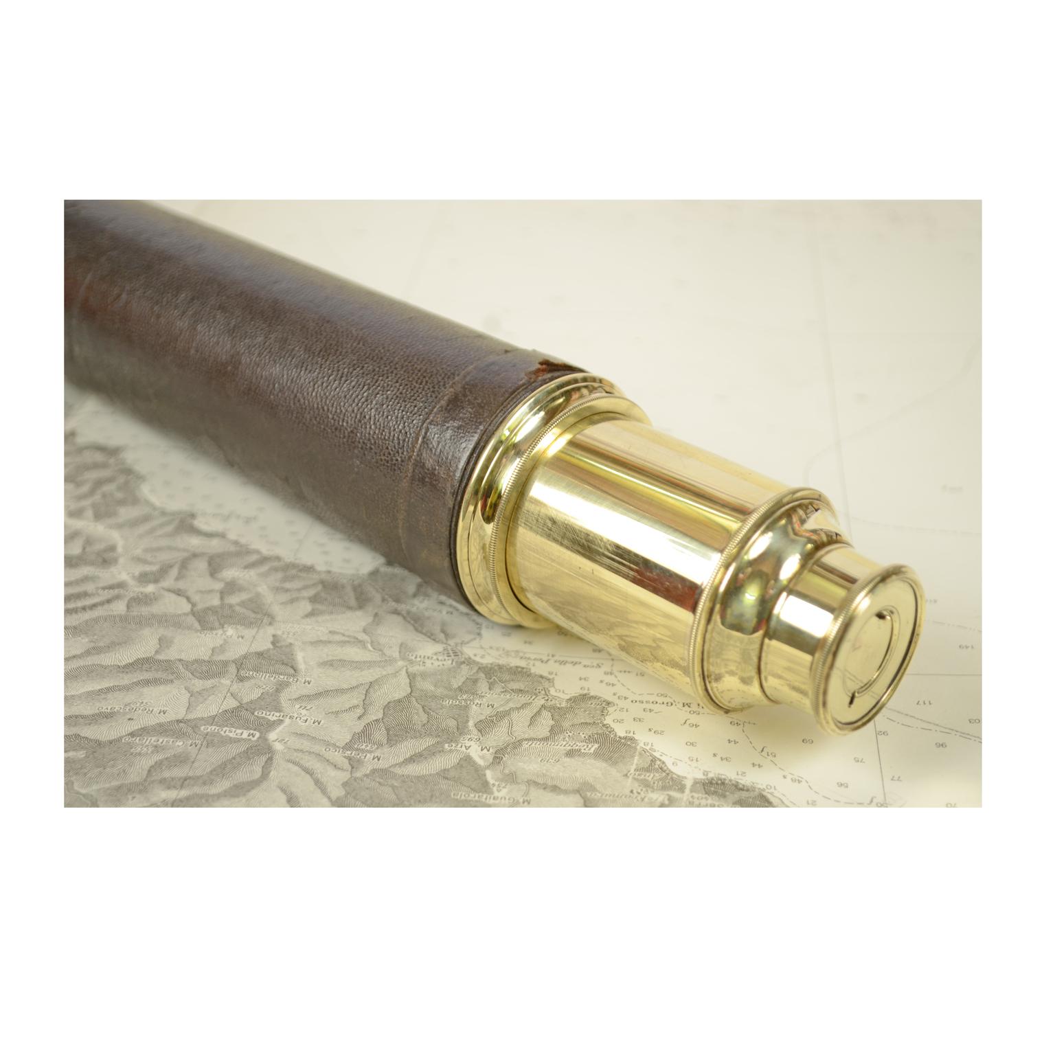 Large Brass Telescope with Leather-Covered Handle, UK, 1840 1