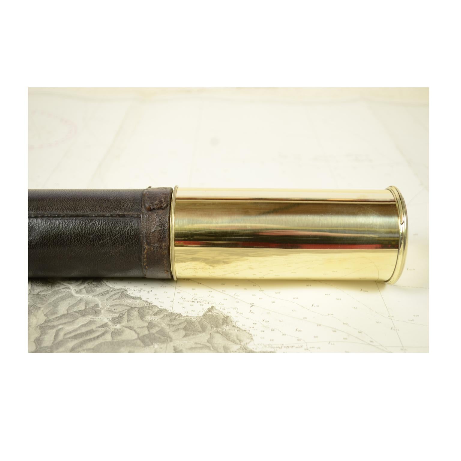 Large Brass Telescope with Leather-Covered Handle, UK, 1840 2