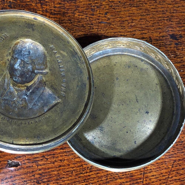 Large Brass Tobacco Box, Rev. William Huntington SS, circa 1815 For Sale 2