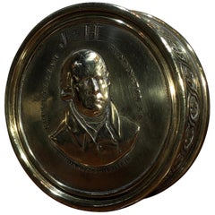 Large Brass Tobacco Box, Rev. William Huntington SS, circa 1815