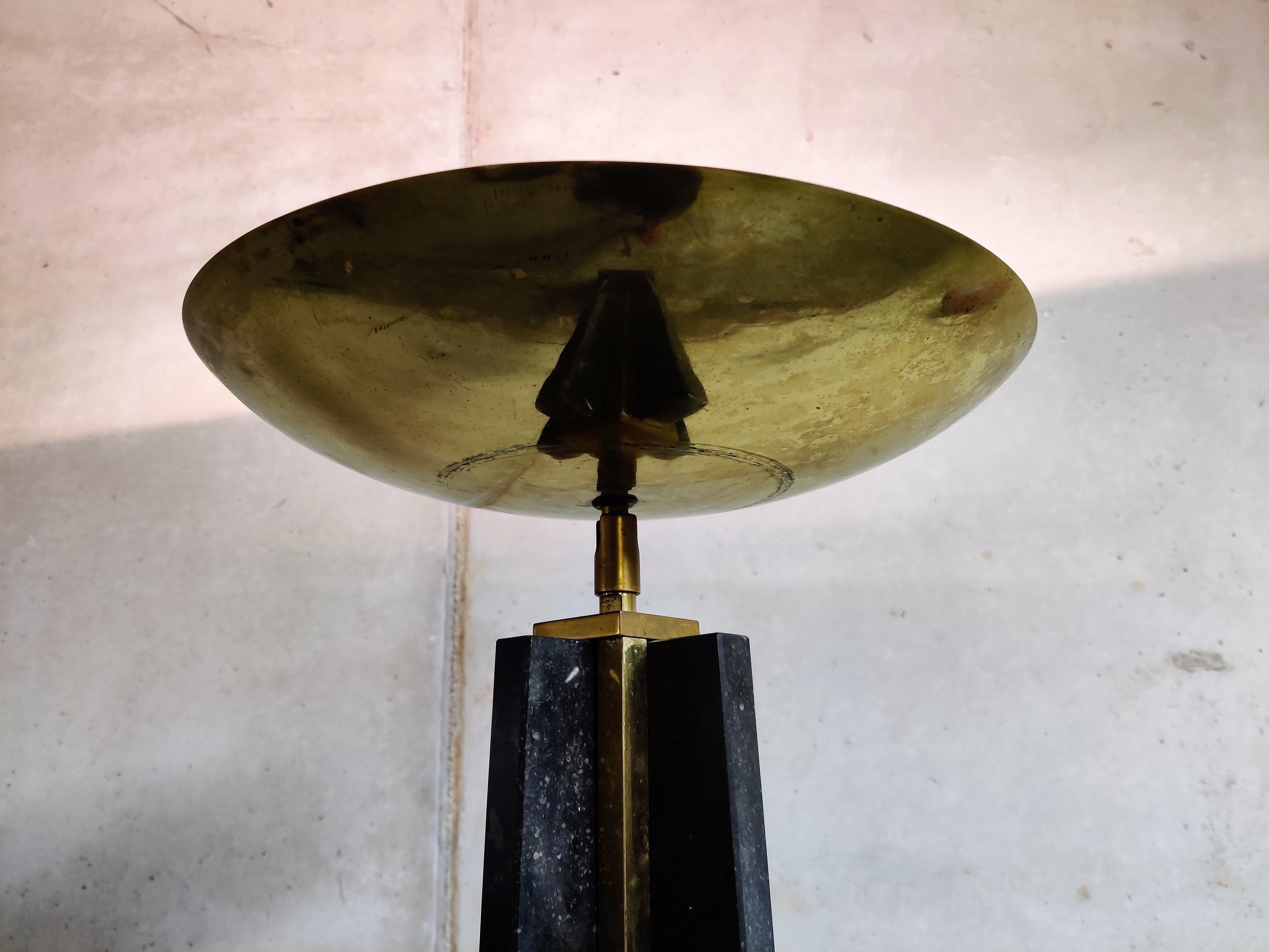 Lacquered Large Brass Torchiere Floor Lamp, 1980s