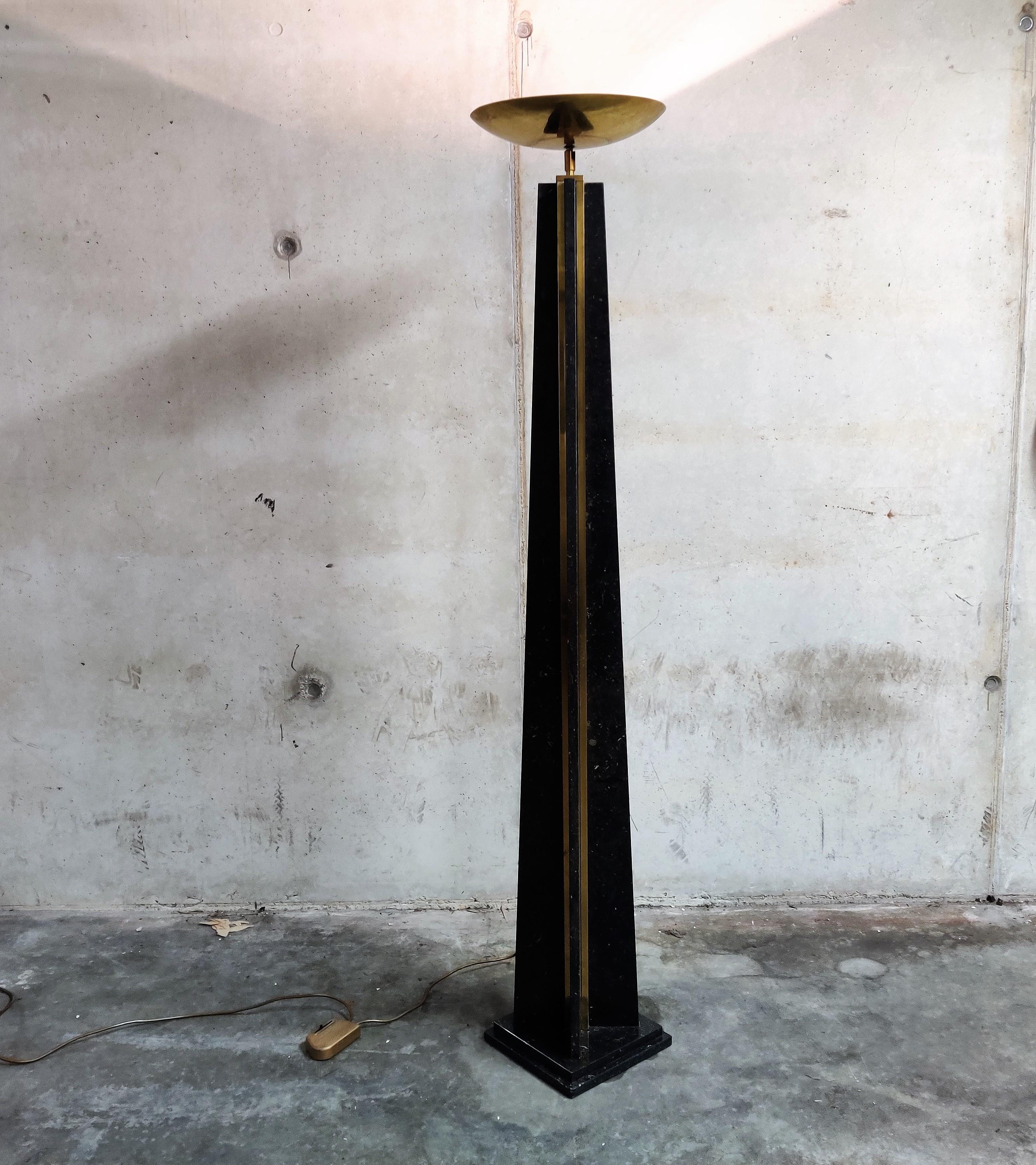 Large Brass Torchiere Floor Lamp, 1980s 2