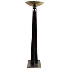 Large Brass Torchiere Floor Lamp, 1980s