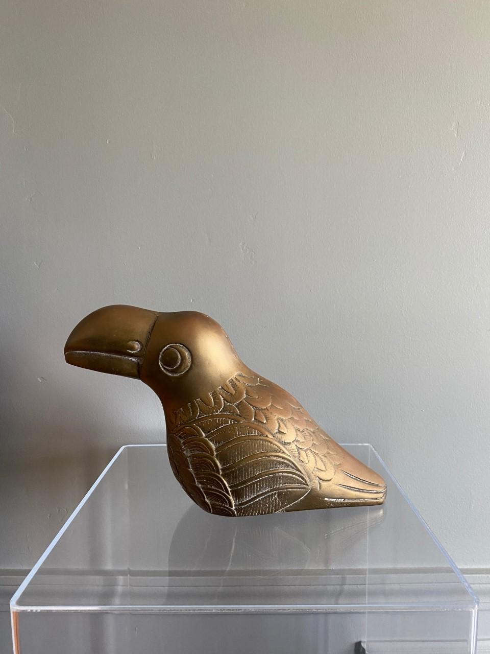 Cast Large Brass Toucan Sculpture by Dolbi Cashier