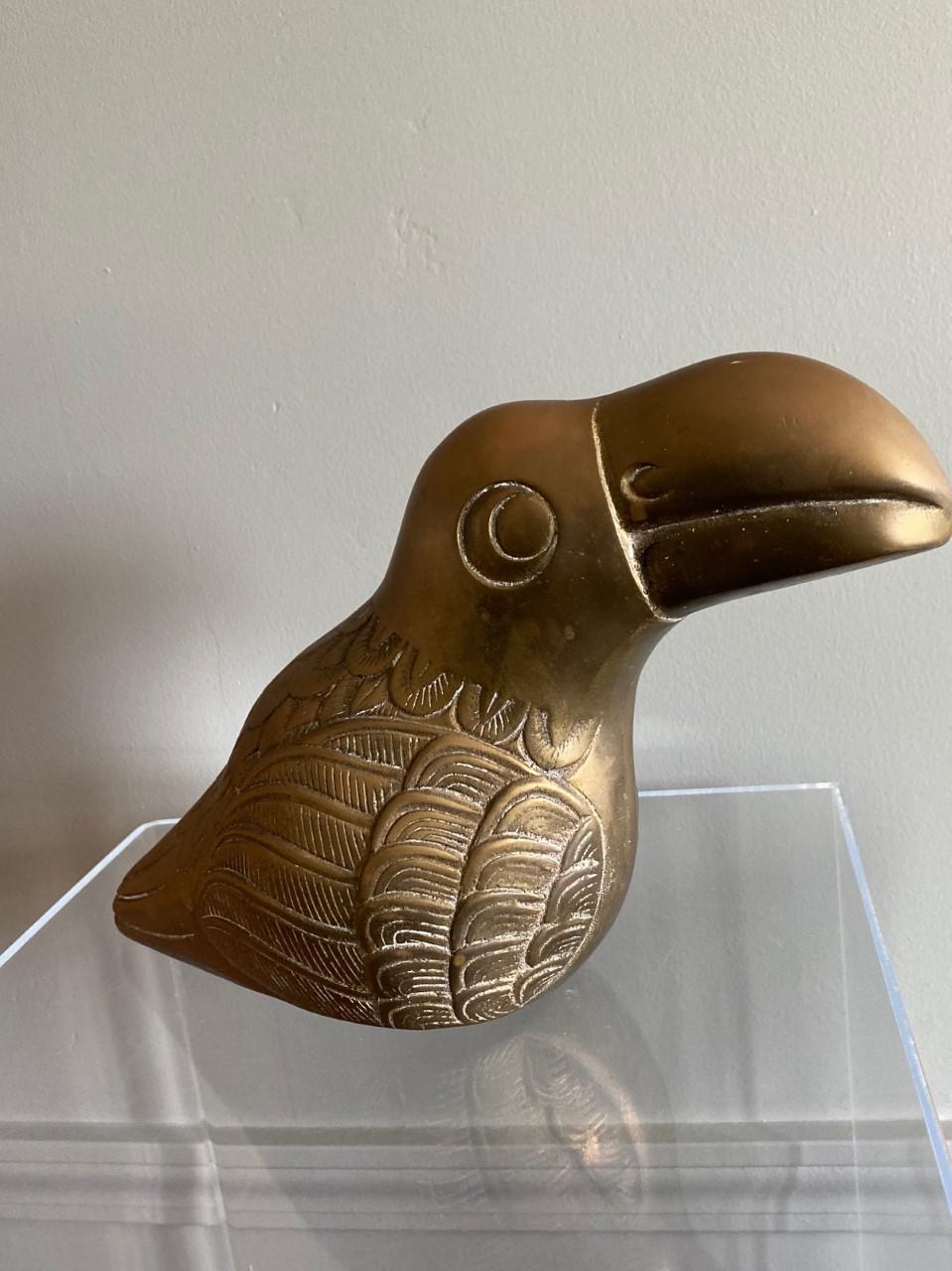 Large Brass Toucan Sculpture by Dolbi Cashier In Good Condition In San Diego, CA