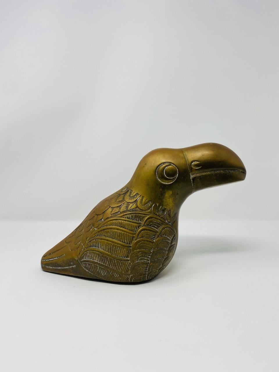Mid-20th Century Large Brass Toucan Sculpture by Dolbi Cashier