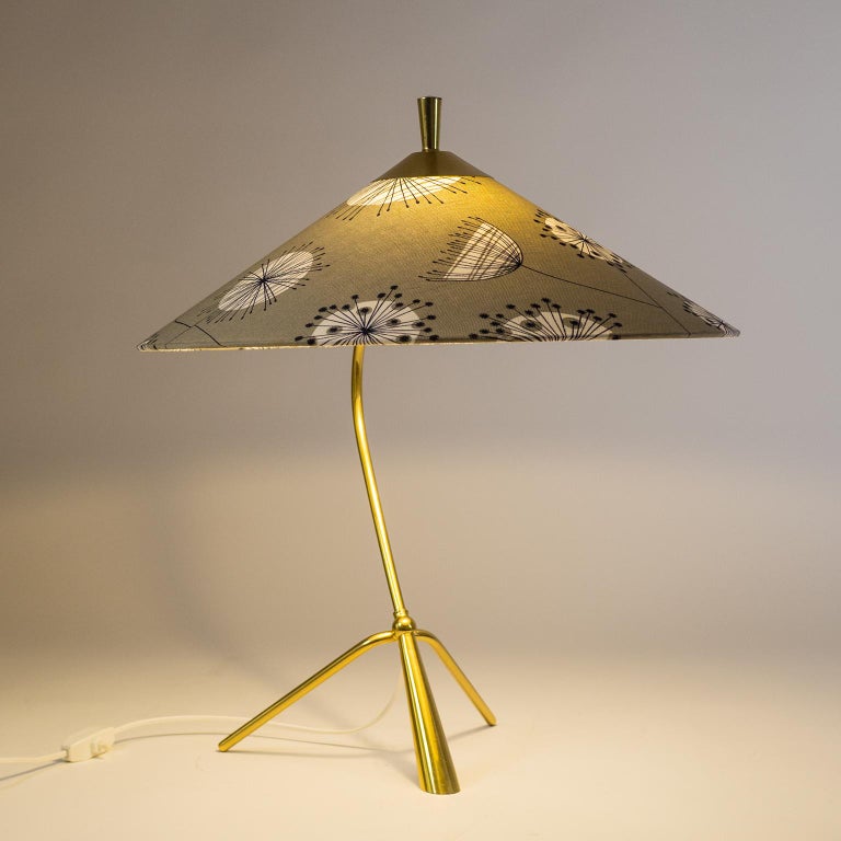 Large Brass Tripod Table Lamp Attributed to J.T. Kalmar, circa 1950 For
