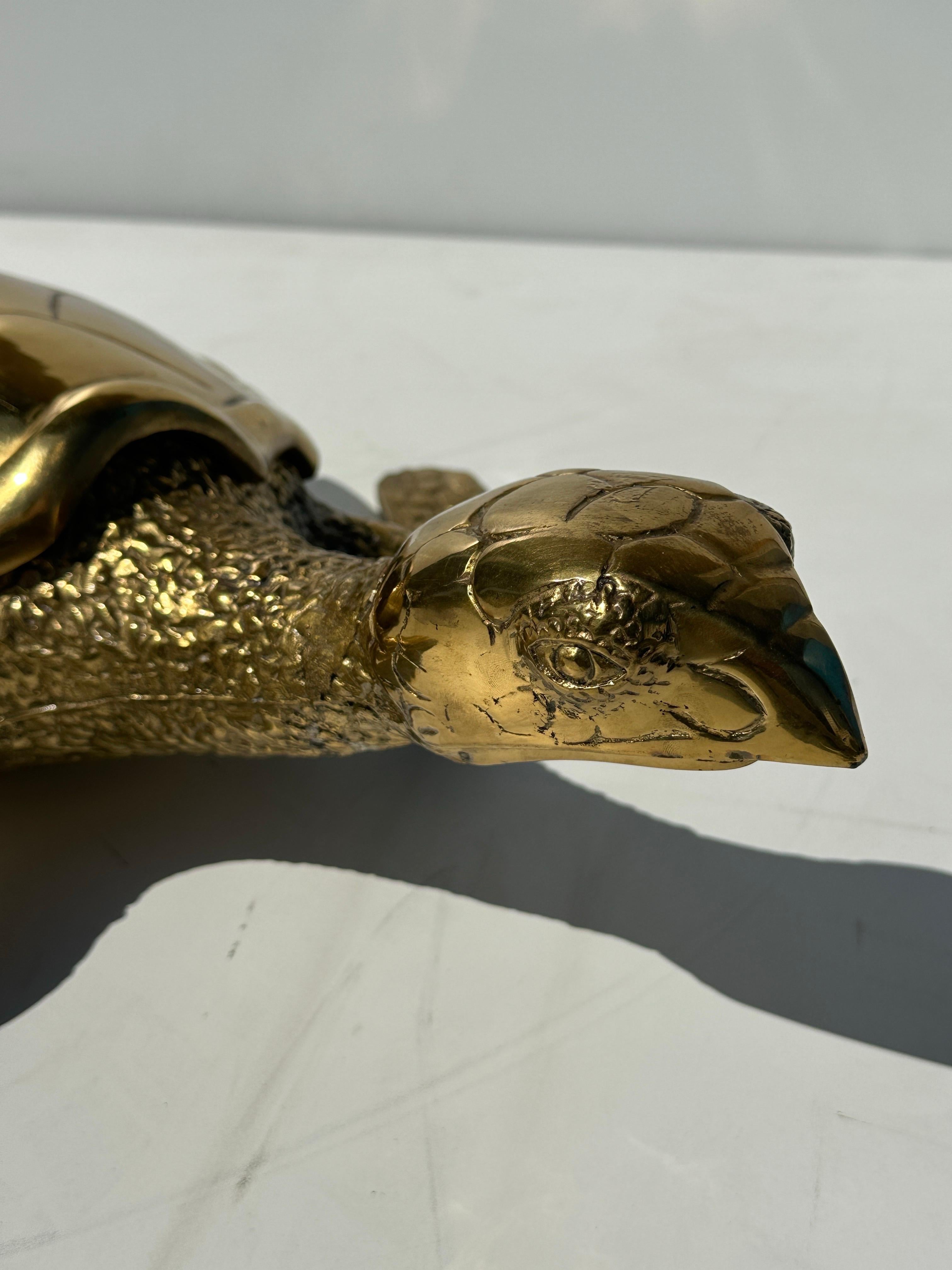 Large Brass Turtle Hawksbill Sculpture For Sale 5