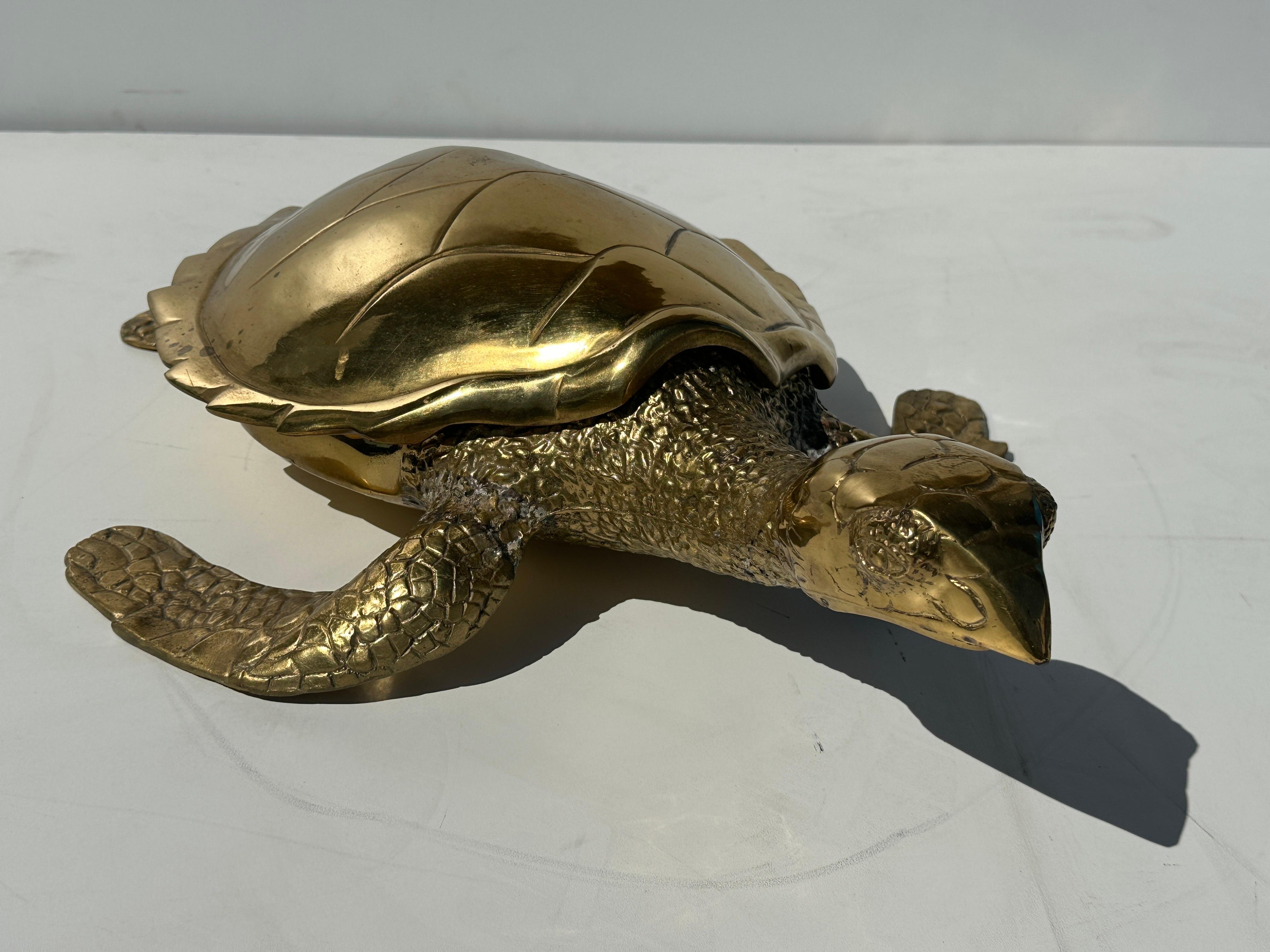 Large Brass Turtle Hawksbill Sculpture For Sale 6