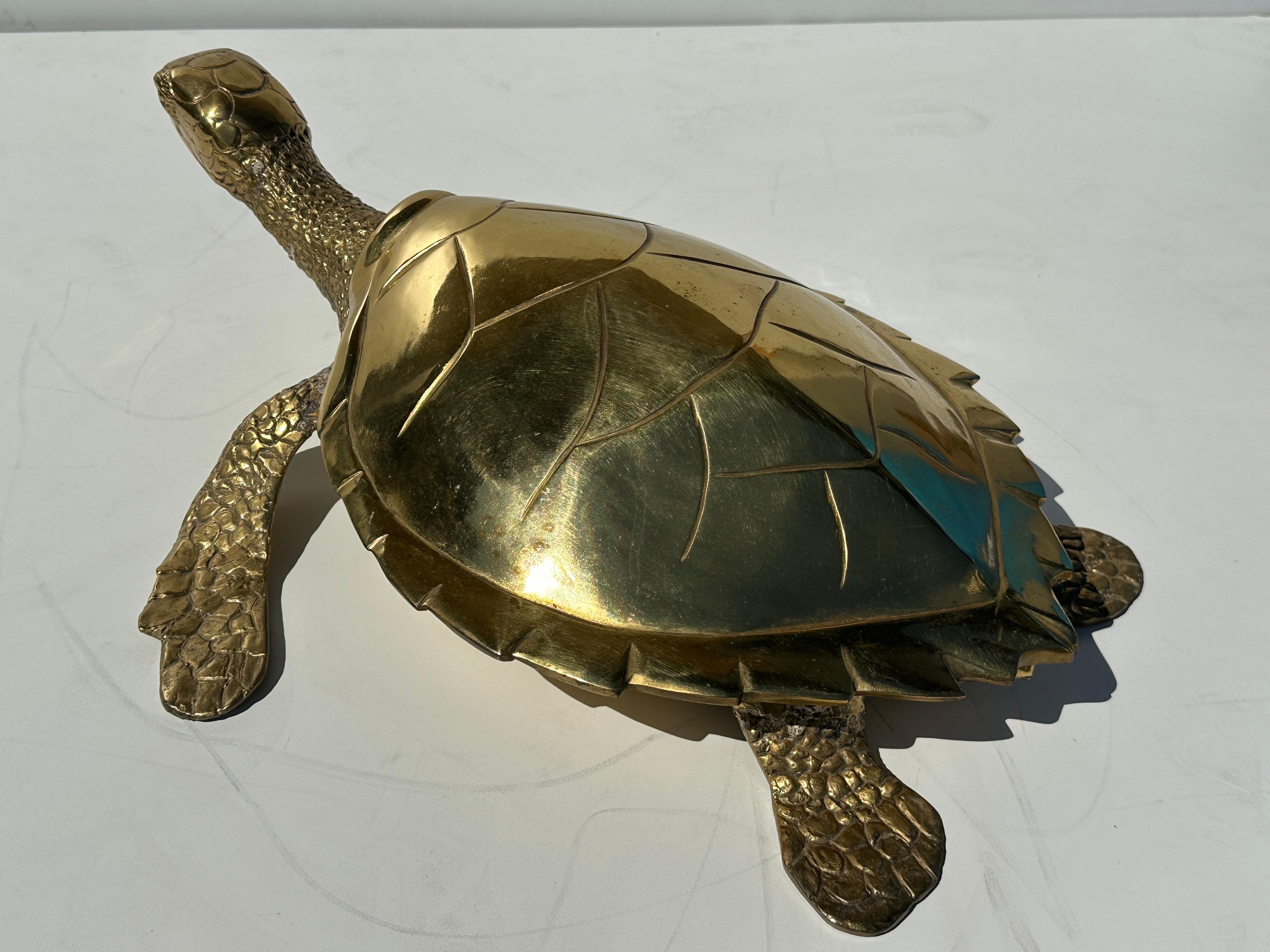 Large Brass Turtle Hawksbill Sculpture For Sale 11