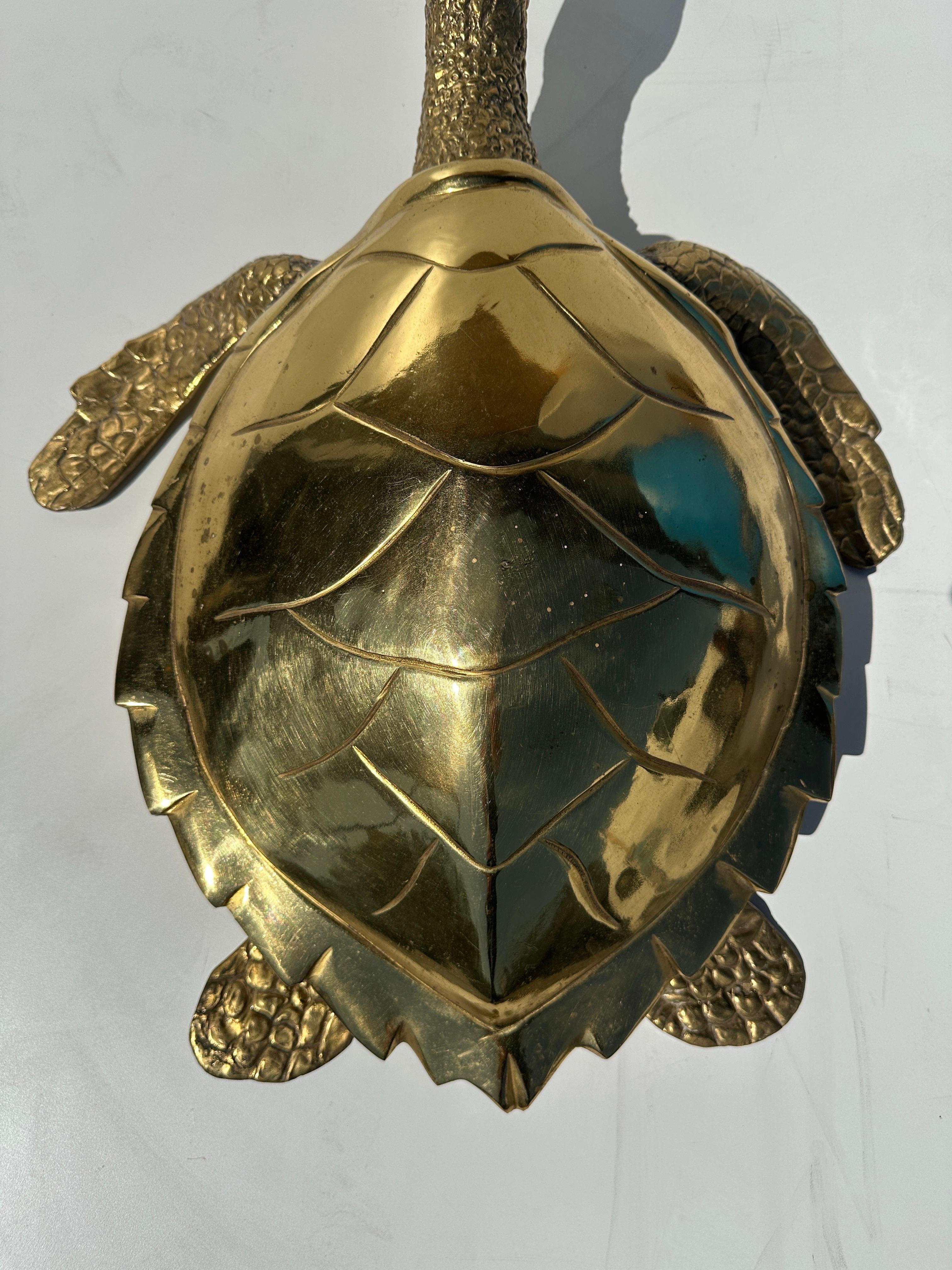 Large brass turtle hawksbill sculpture / storage box.