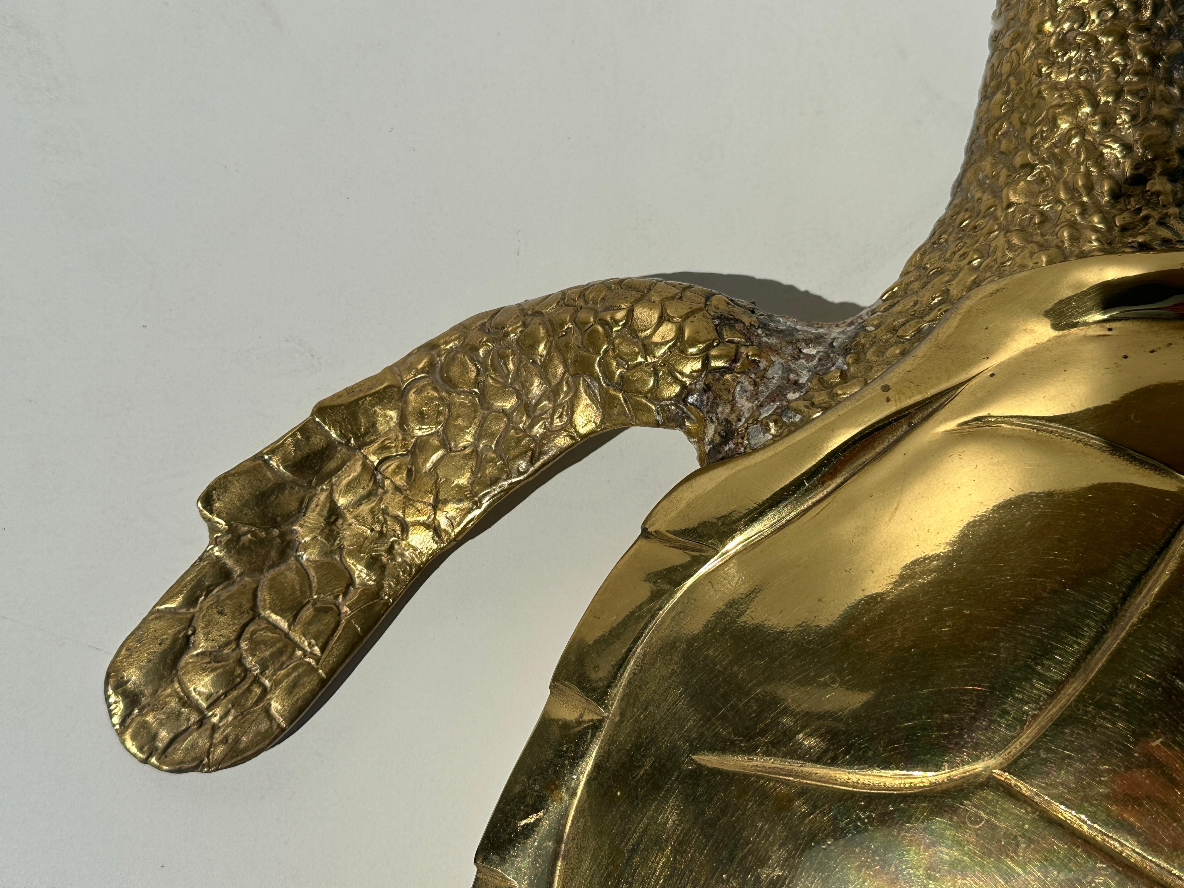 Large Brass Turtle Hawksbill Sculpture In Good Condition For Sale In North Hollywood, CA