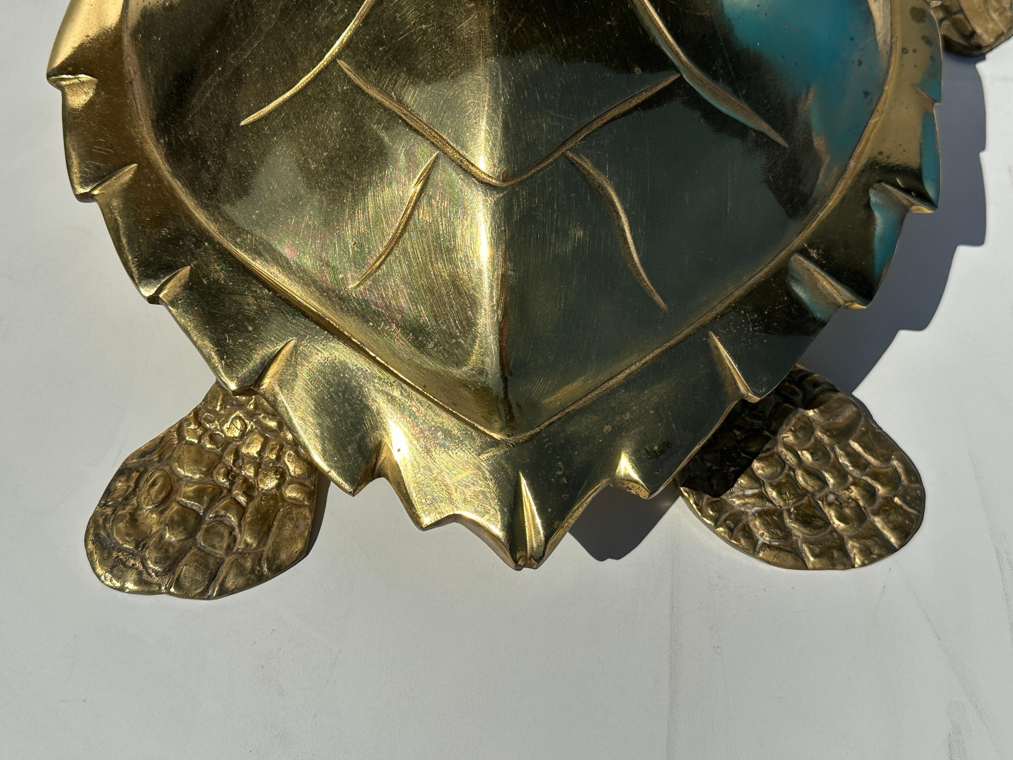 Large Brass Turtle Hawksbill Sculpture For Sale 2