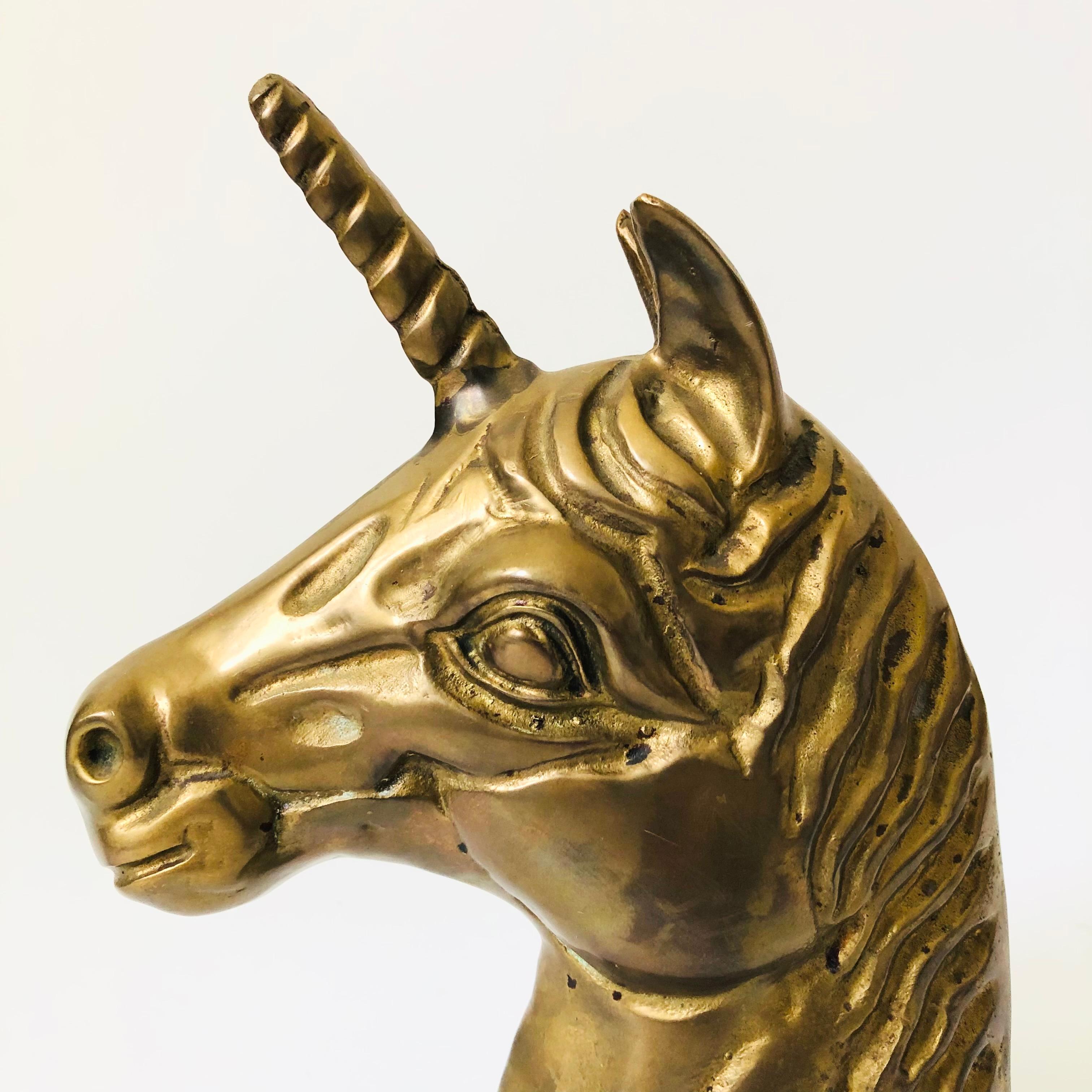 Large Brass Unicorn Head In Good Condition For Sale In Vallejo, CA
