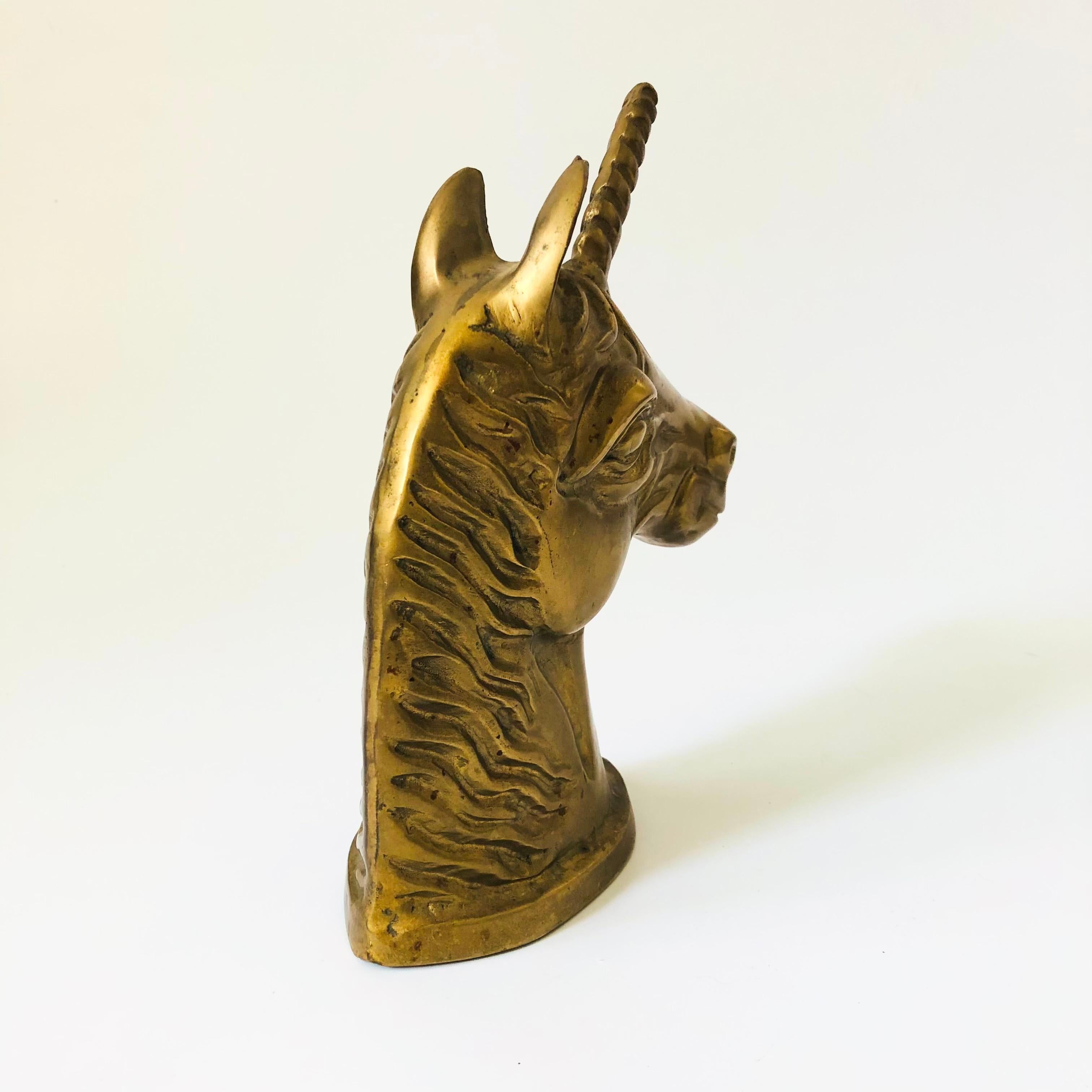 20th Century Large Brass Unicorn Head For Sale
