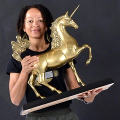 Mid-Century Brass Unicorn Sculpture by Sarreid Ltd., Made in India