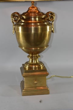 Large Brass Urn Form Rams Head Table Lamp by Chapman