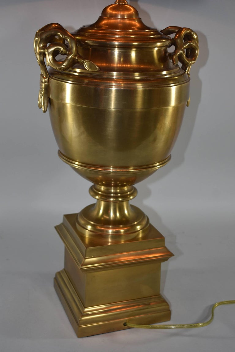 Large Brass Urn Form Rams Head Table Lamp by Chapman at 1stDibs