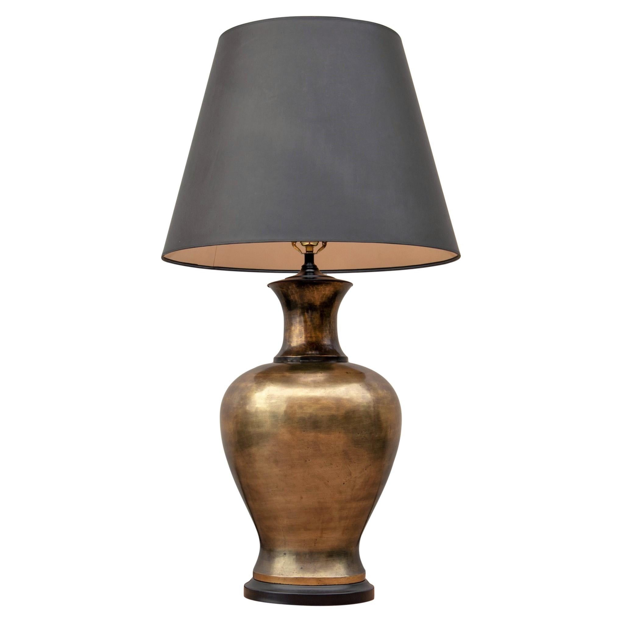 Large Brass Urn Lamp with Black Shade by Tyndale 2
