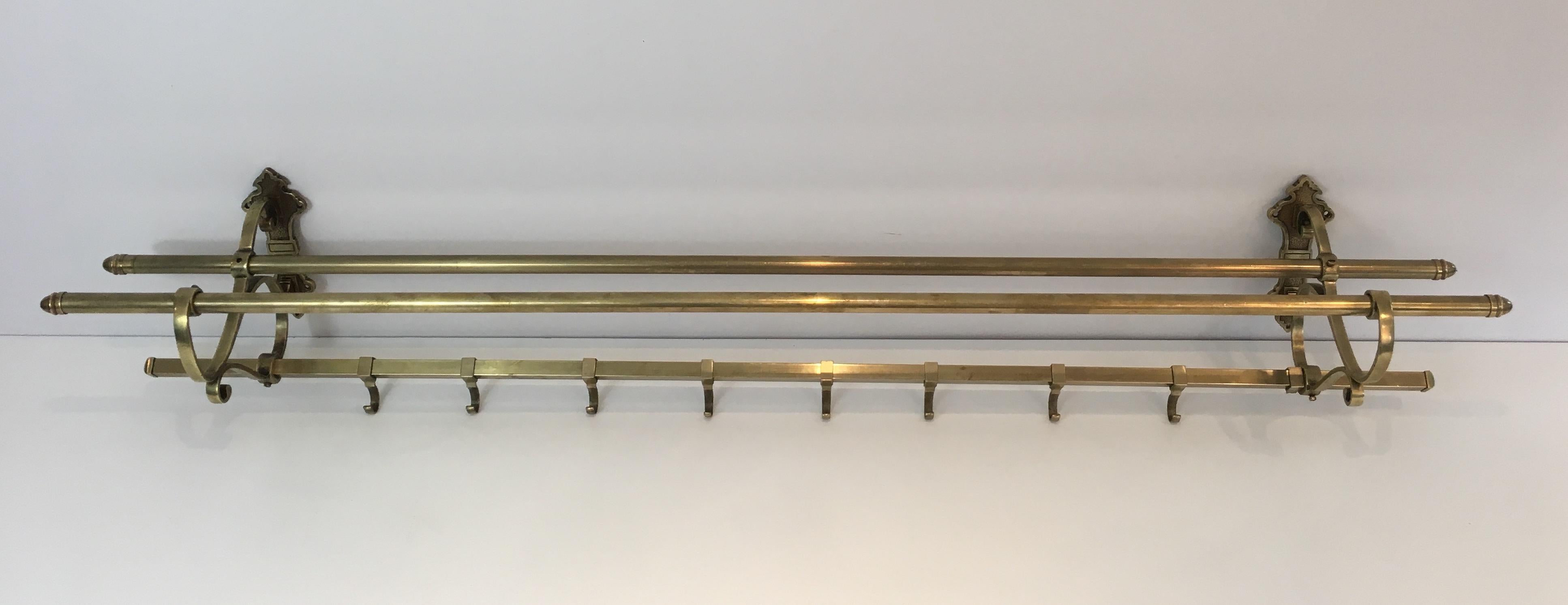 Large Brass Wall Coat Hanger, French, circa 1900 5