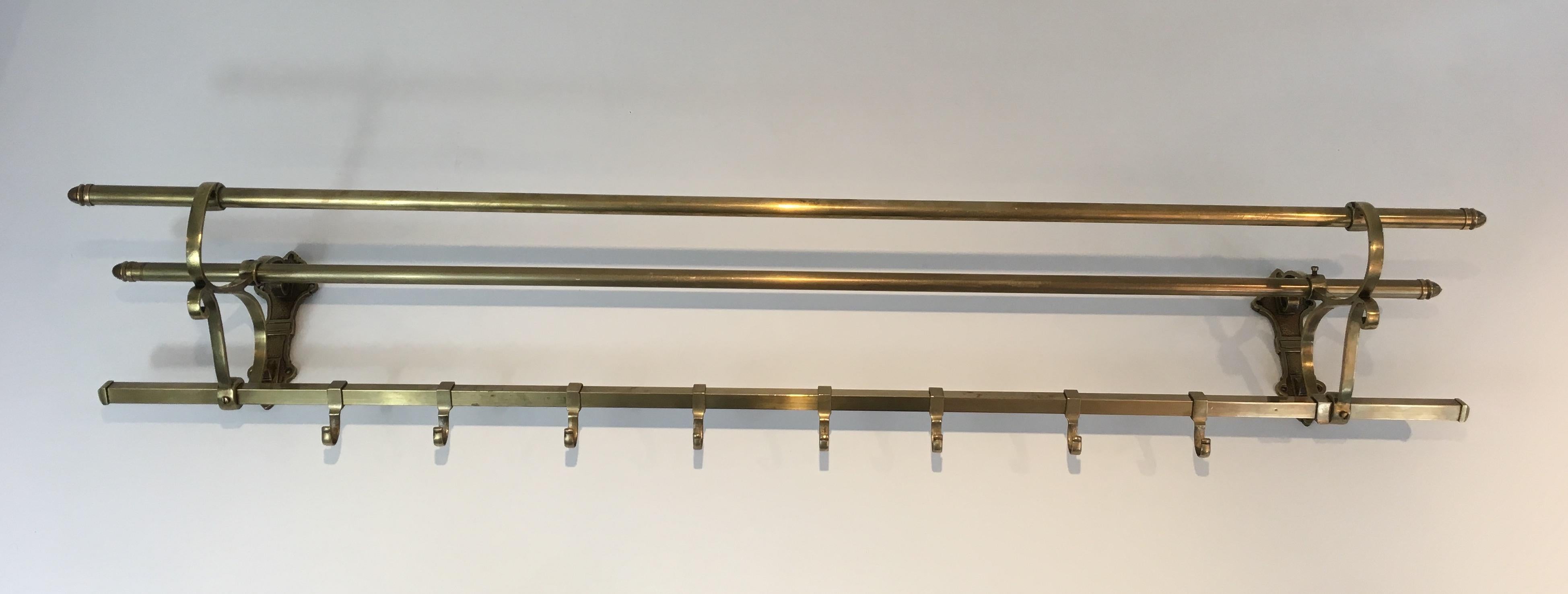 Large Brass Wall Coat Hanger, French, circa 1900 6