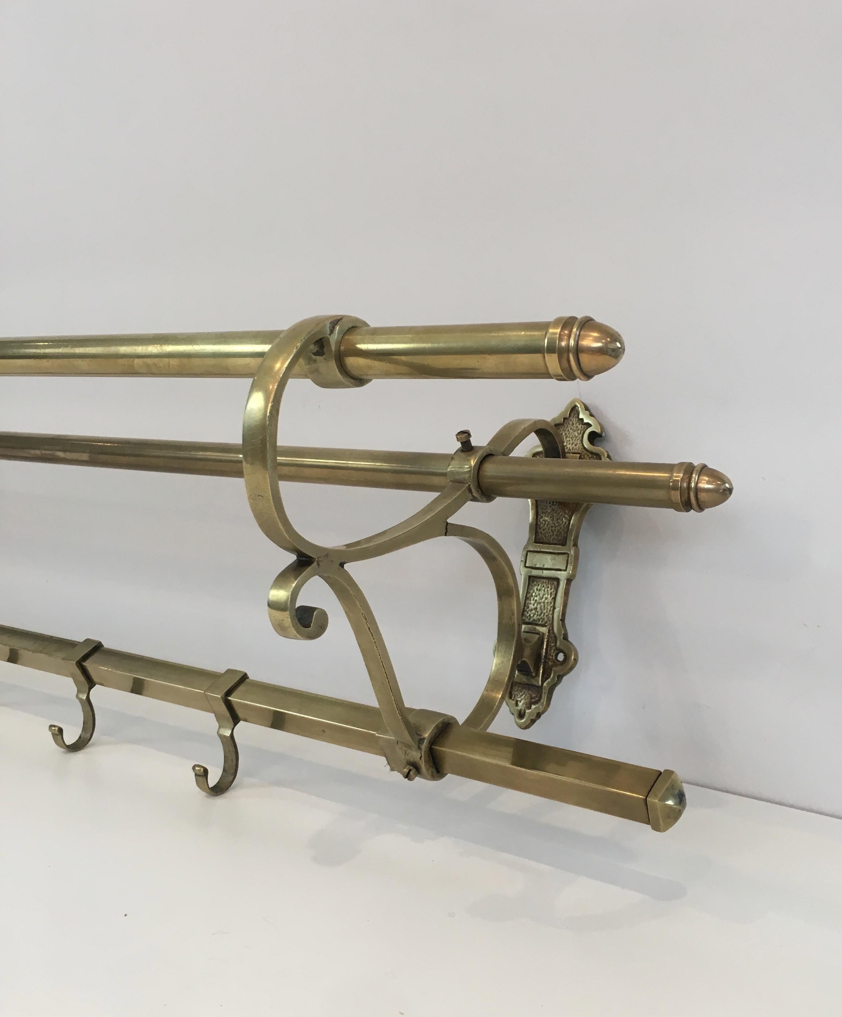 Large Brass Wall Coat Hanger, French, circa 1900 7