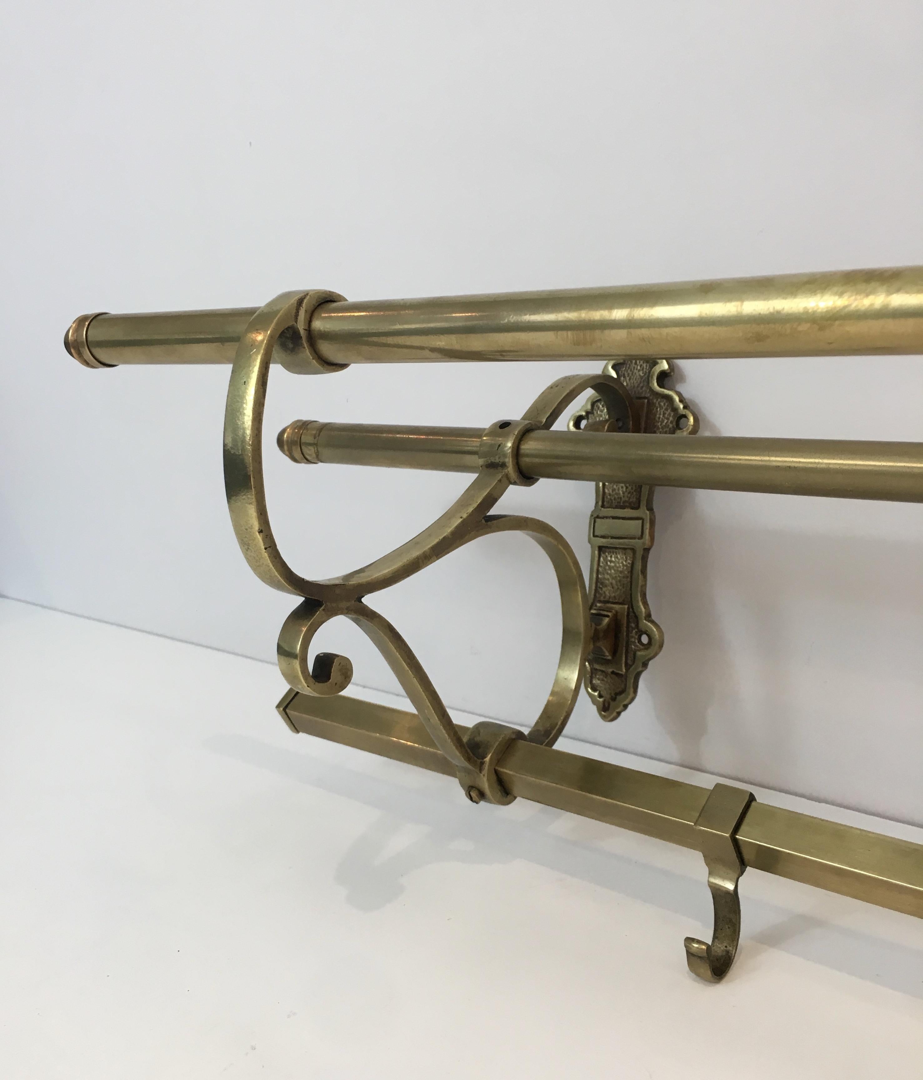 Large Brass Wall Coat Hanger, French, circa 1900 8