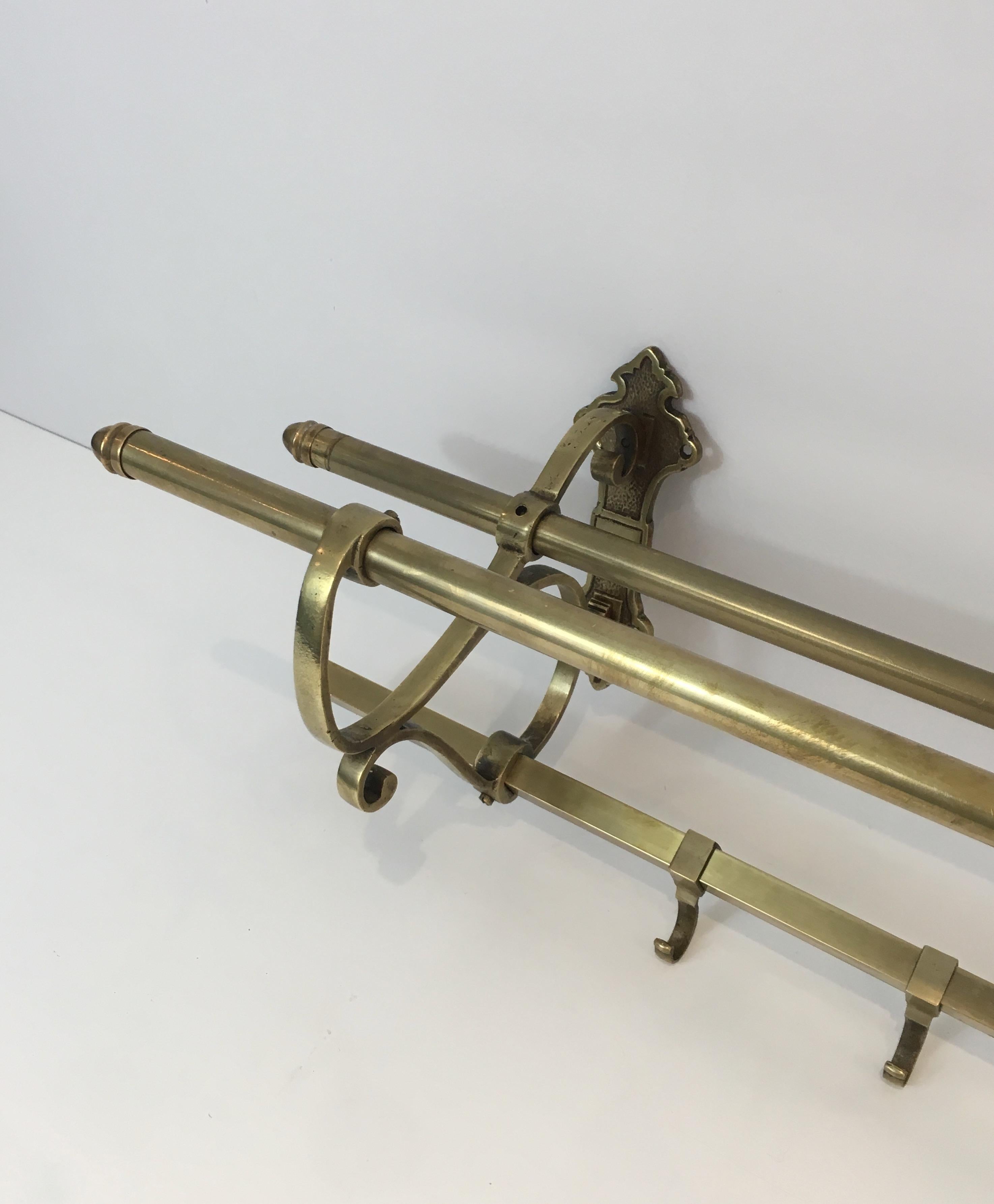 Large Brass Wall Coat Hanger, French, circa 1900 9