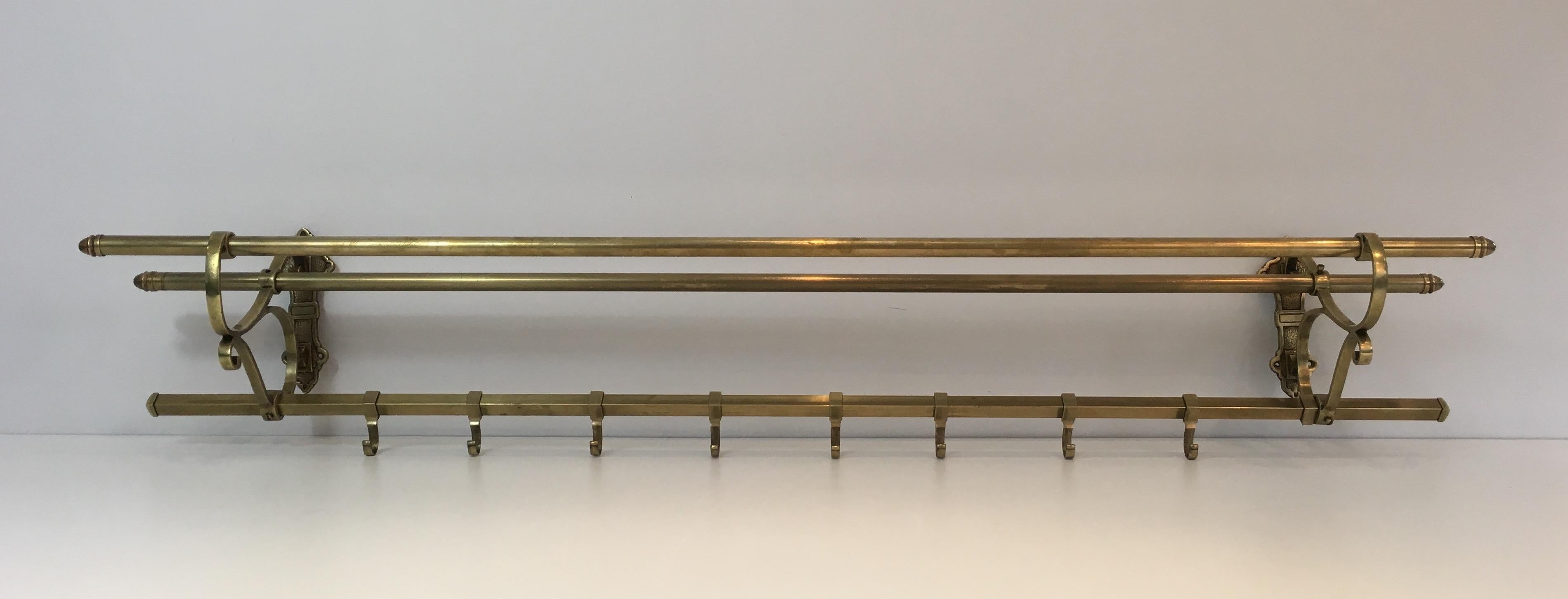 Large Brass Wall Coat Hanger, French, circa 1900 10