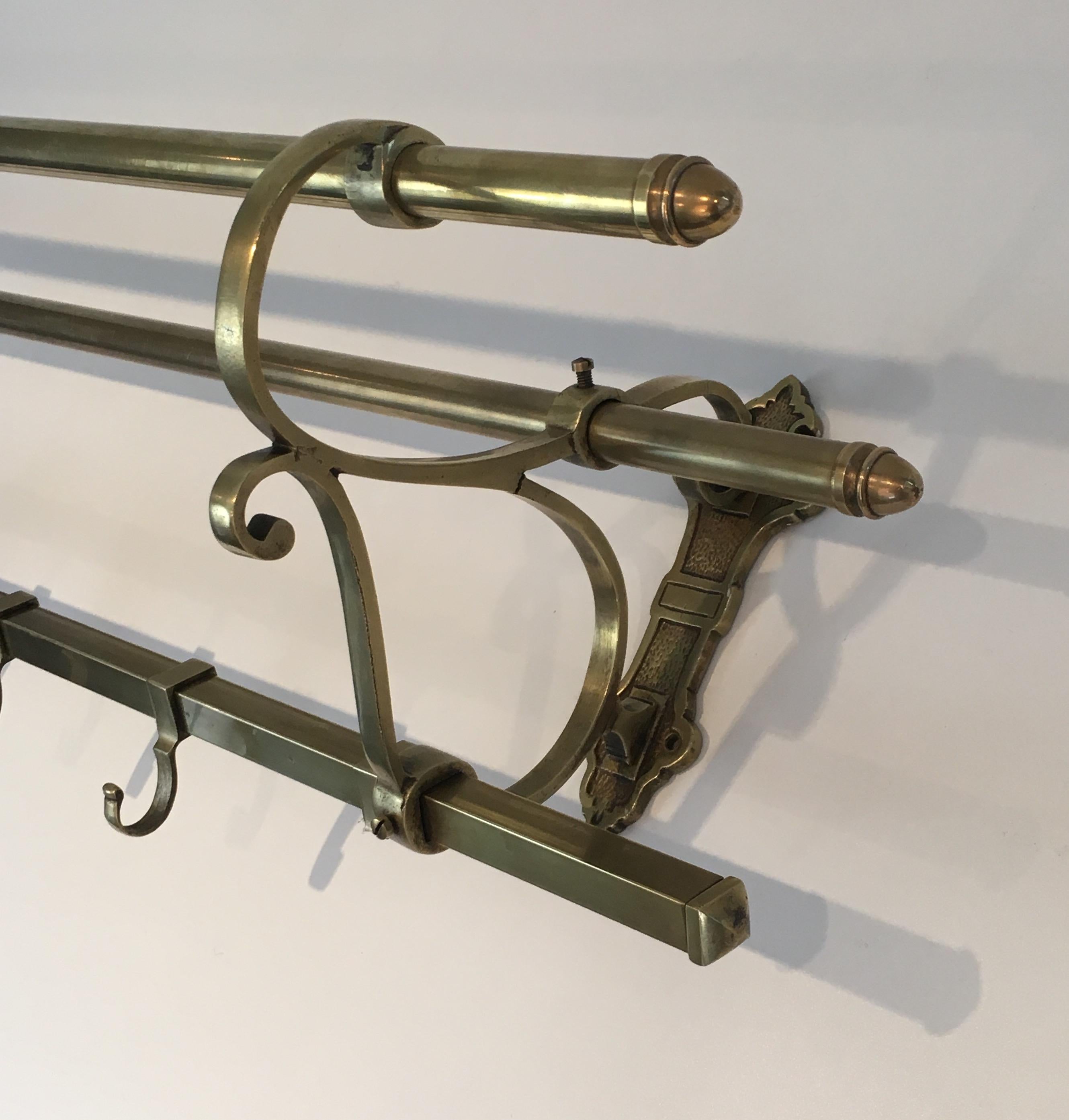 Large Brass Wall Coat Hanger, French, circa 1900 12