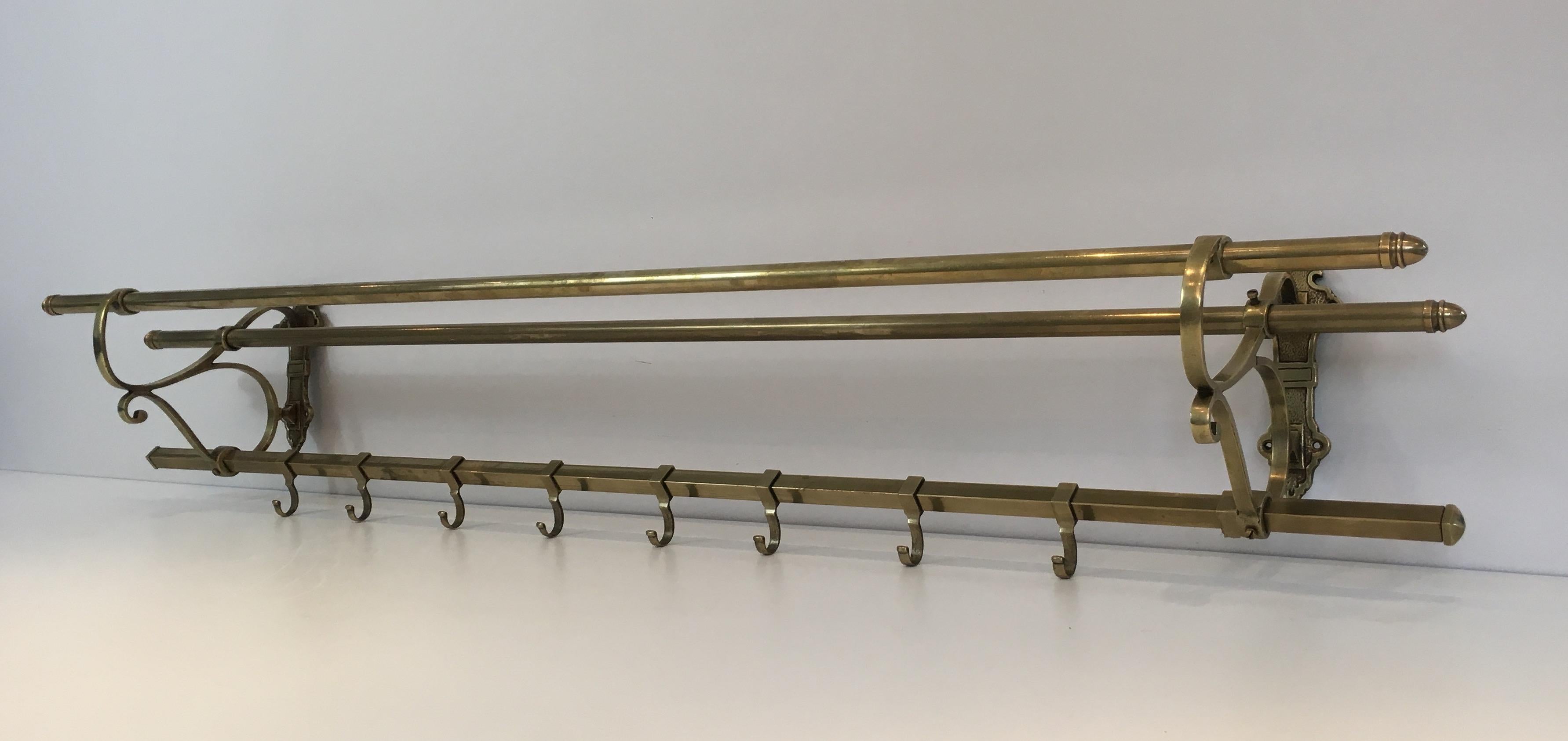 Large Brass Wall Coat Hanger, French, circa 1900 13