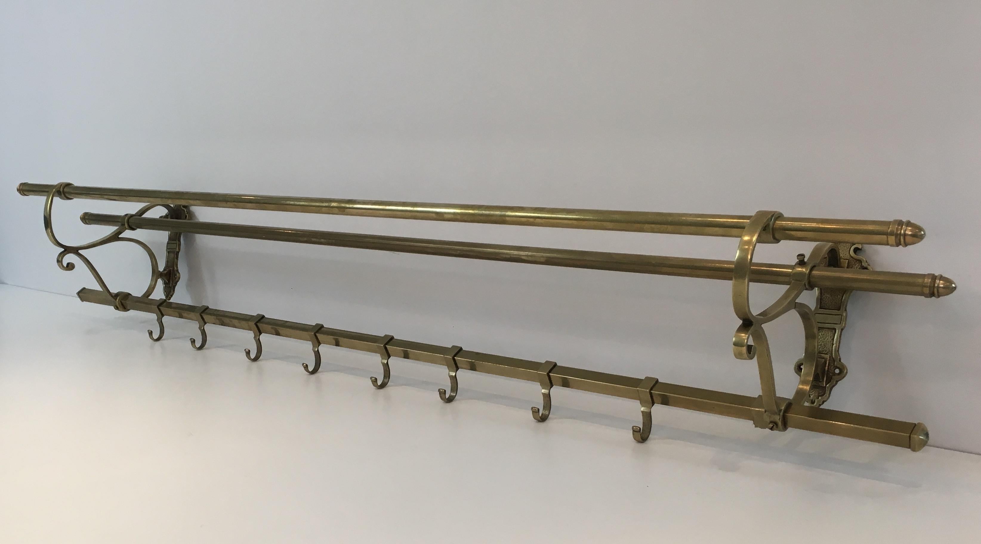 Large Brass Wall Coat Hanger, French, circa 1900 15
