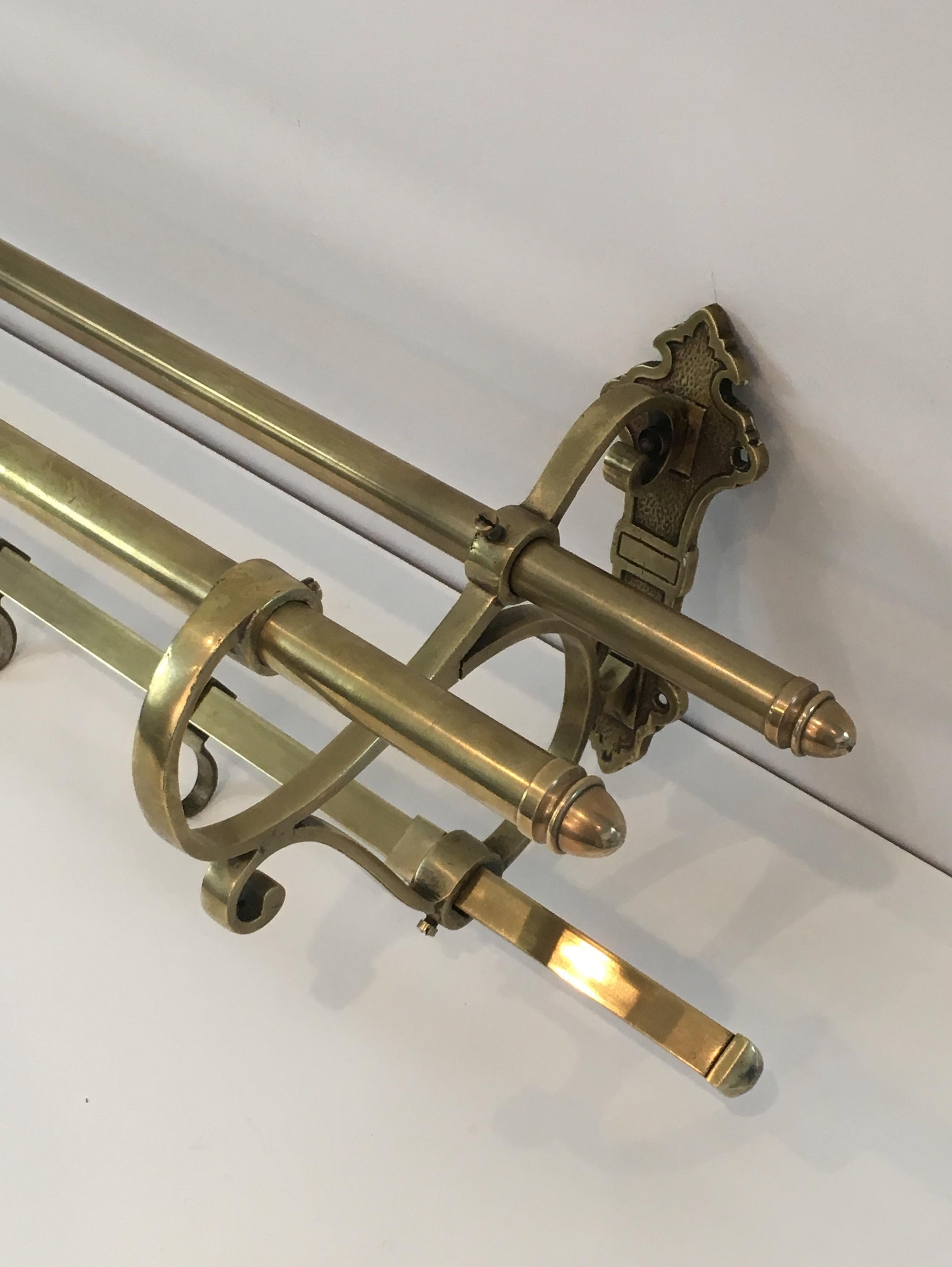 Large Brass Wall Coat Hanger, French, circa 1900 In Good Condition In Marcq-en-Barœul, Hauts-de-France
