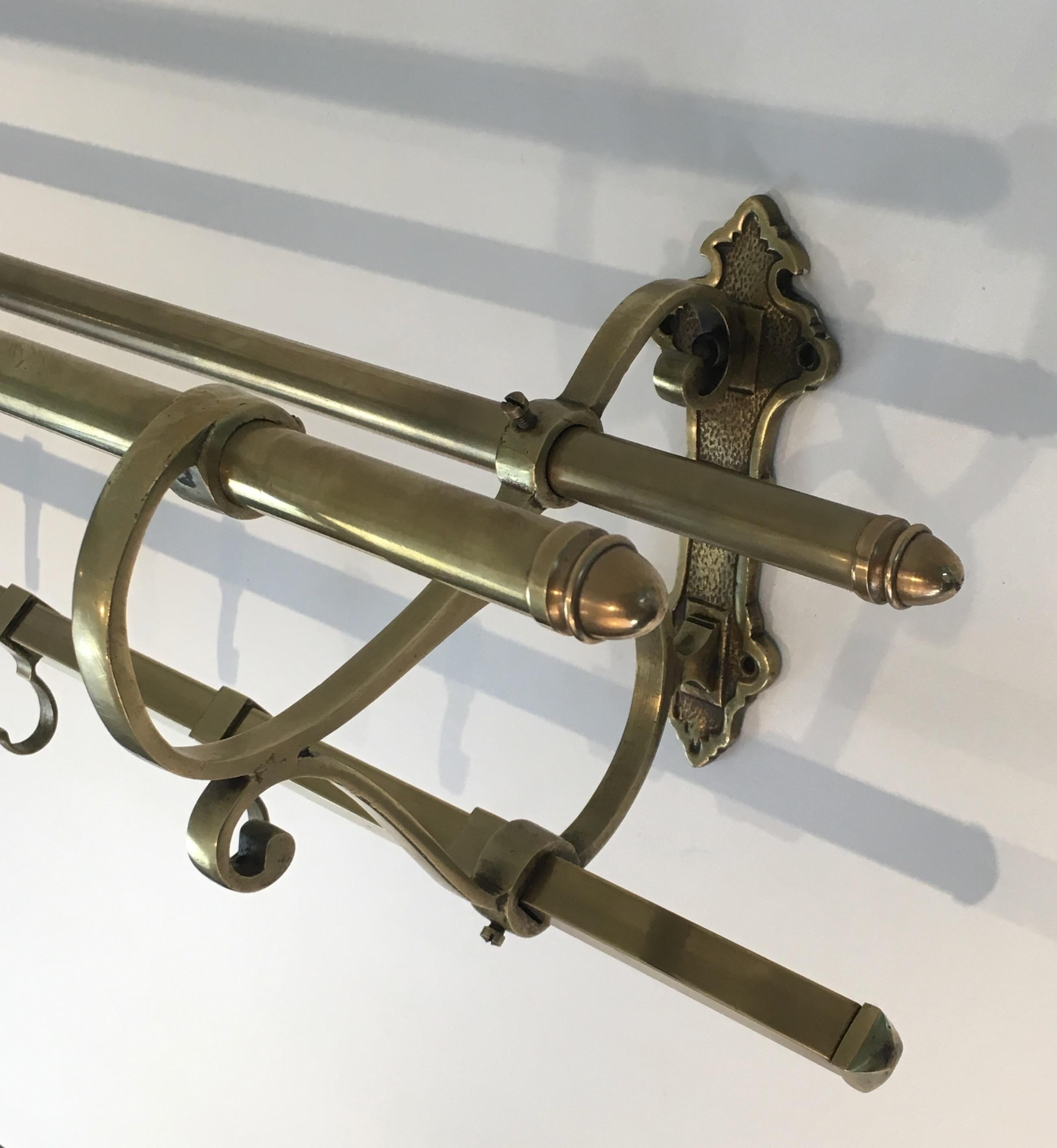 Large Brass Wall Coat Hanger, French, circa 1900 1